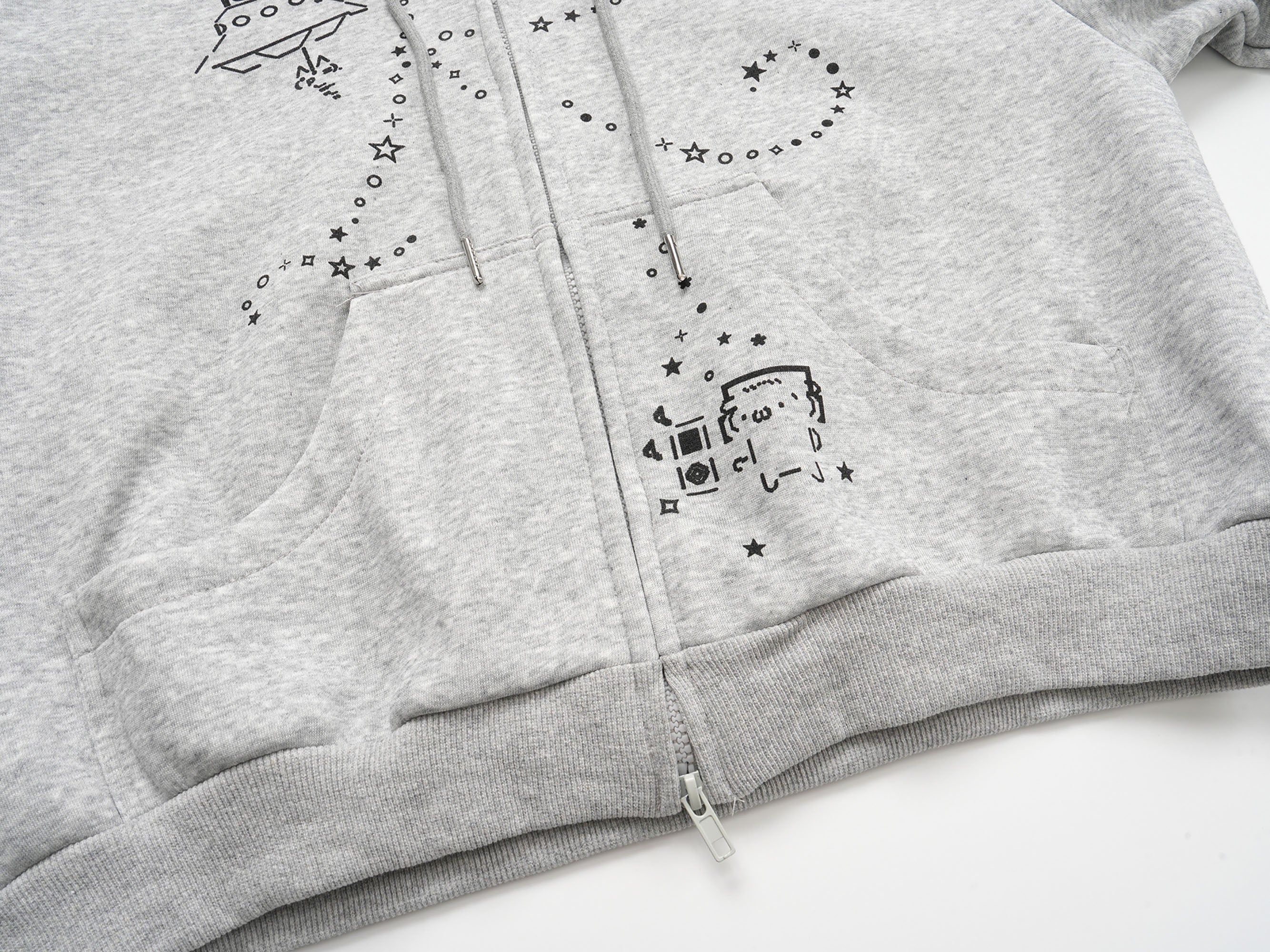 CLP Rabbit Ear Doodle Zip-Up Hoodie