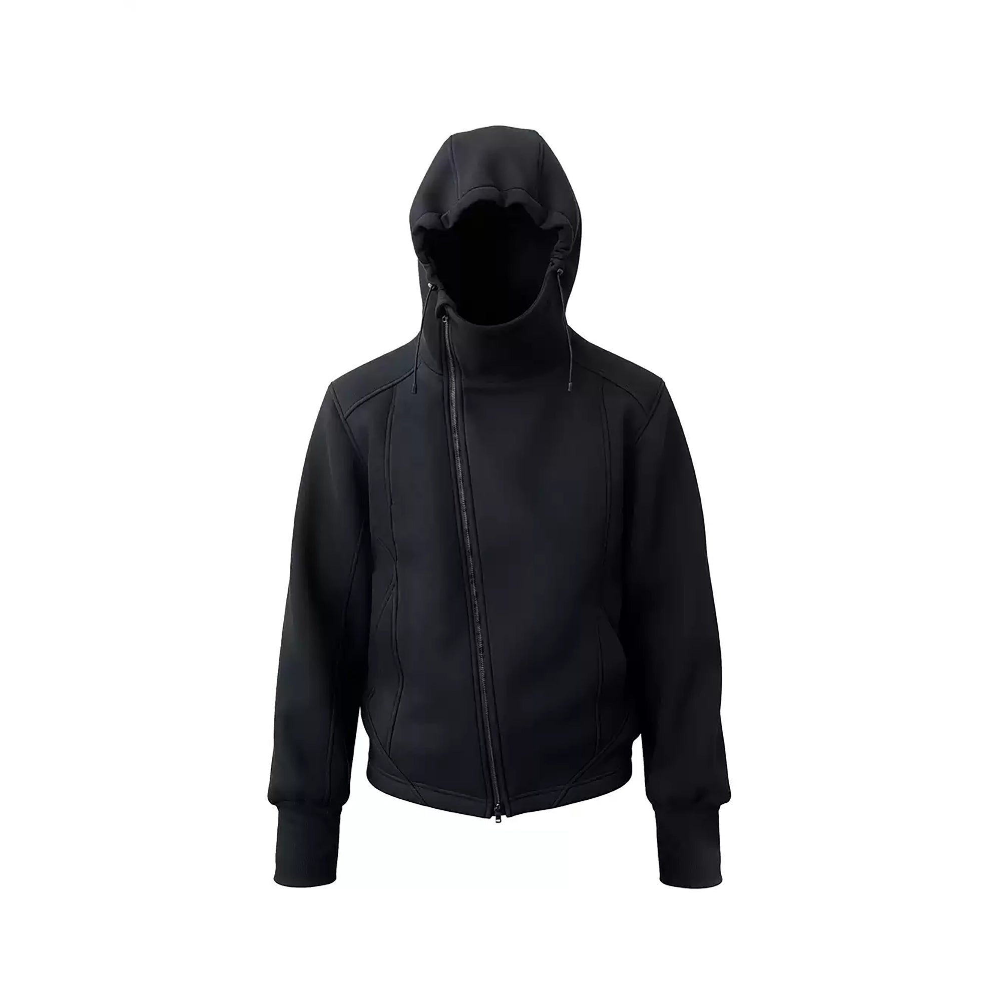 KREATE Diagonal Zip-Up Paneled Hooded Jacket