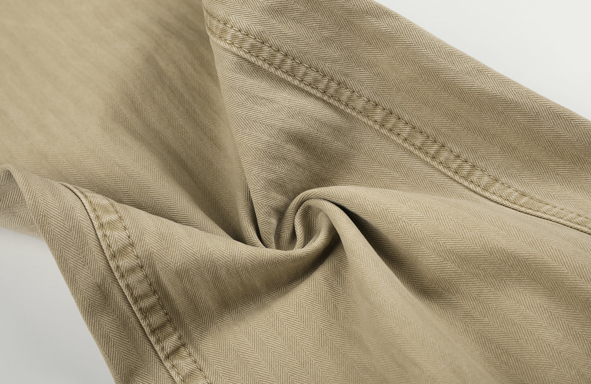 BOTANICA Retro Herringbone Slim Cotton Trousers