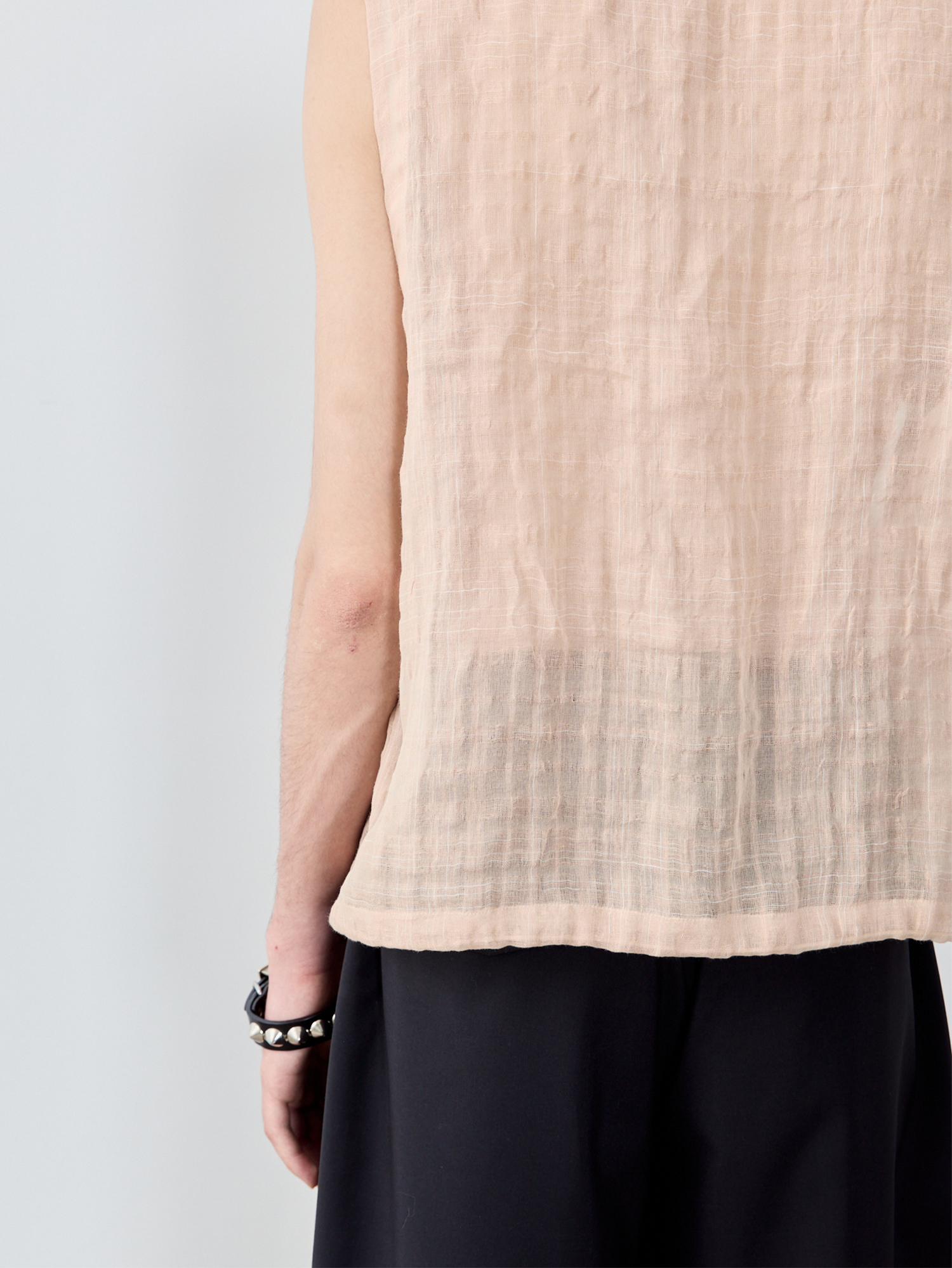 GRAINMUSTARD Linen-Cotton Plaid Vest, premium urban and streetwear designers apparel on PROJECTISR.com, GRAINMUSTARD
