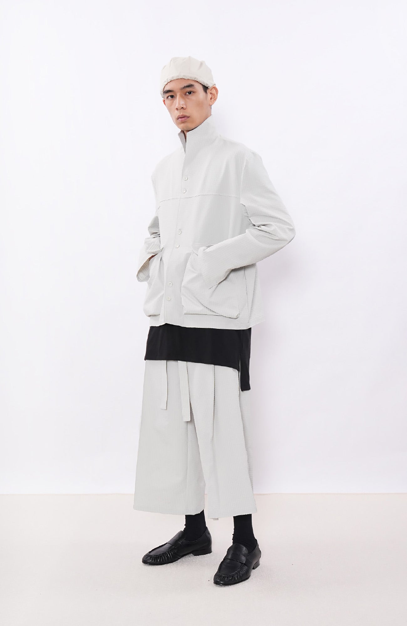 7440 37 1 Bubble-Texture Pleated Cropped Pants, premium urban and streetwear designers apparel on PROJECTISR.com, 7440 37 1