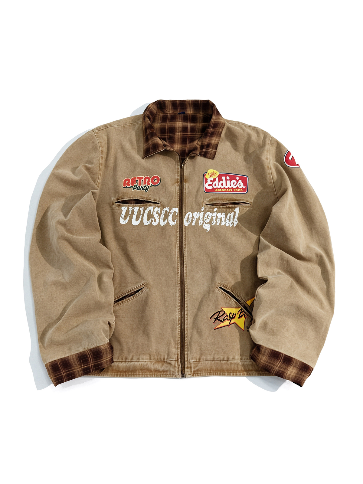 UUCSCC Retro Oversized Denim Varsity Jacket, premium urban and streetwear designers apparel on PROJECTISR.com, UUCSCC