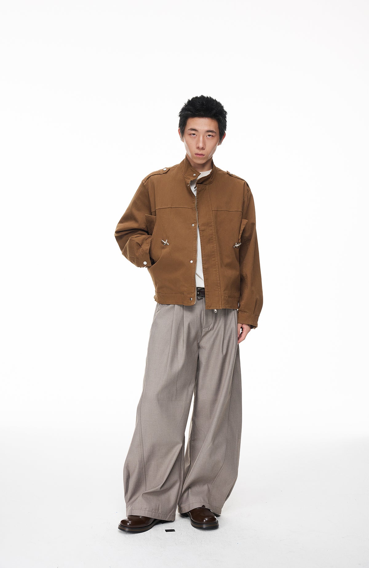 BOTANICA Pleated Curved-Leg Trousers