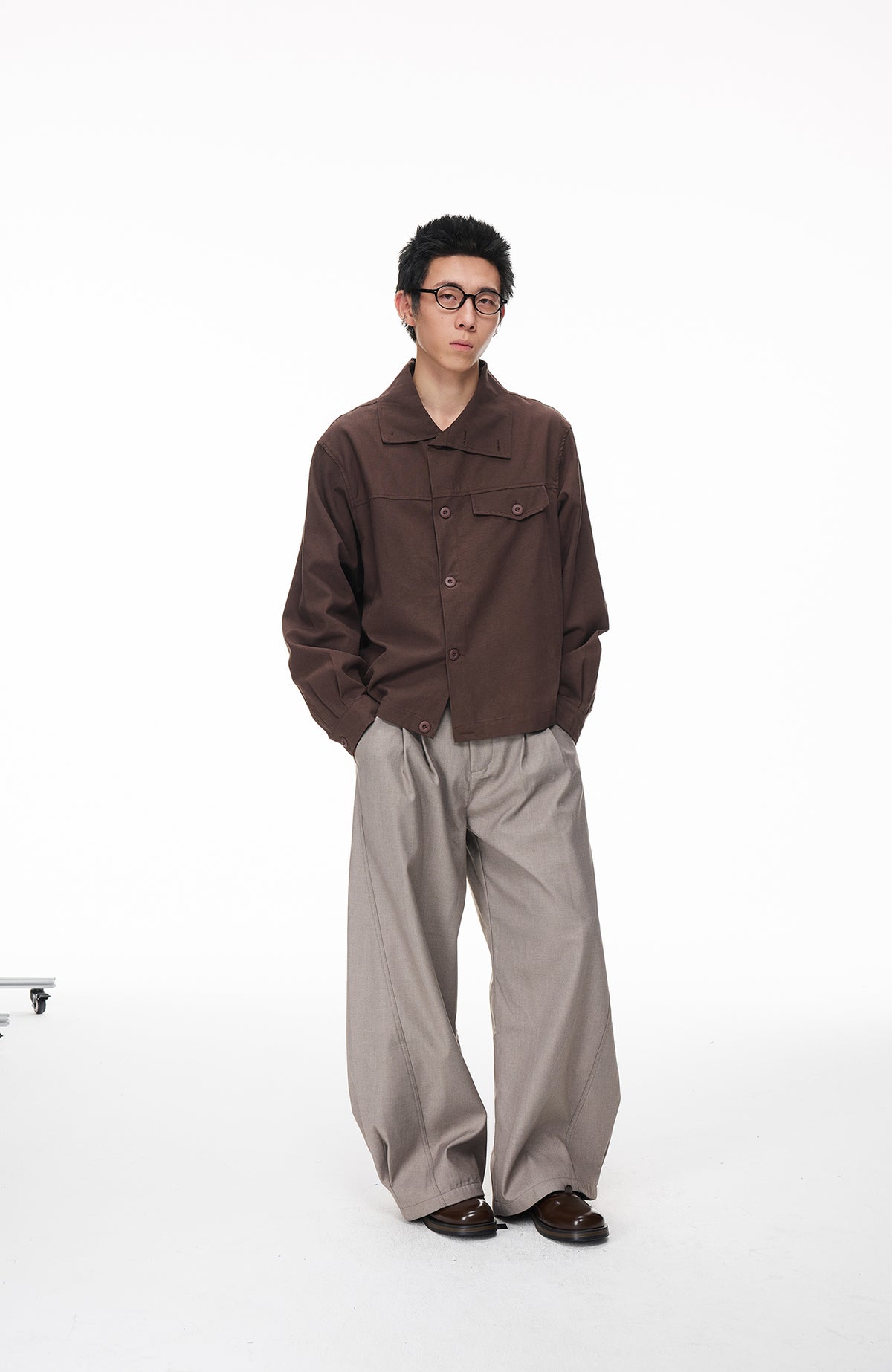 BOTANICA Deconstructed Asymmetric Placket Long-Sleeve Shirt