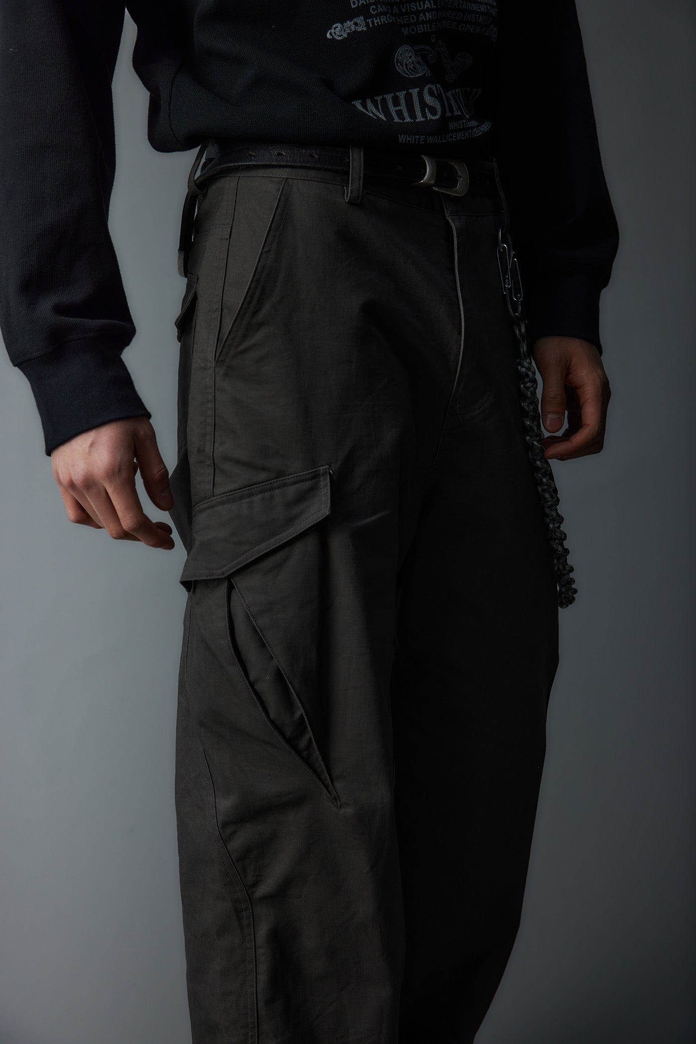 WHISTLEHUNTER Multi-Pocket Zipper Flared Cargo Pants, premium urban and streetwear designers apparel on PROJECTISR.com, WHISTLEHUNTER