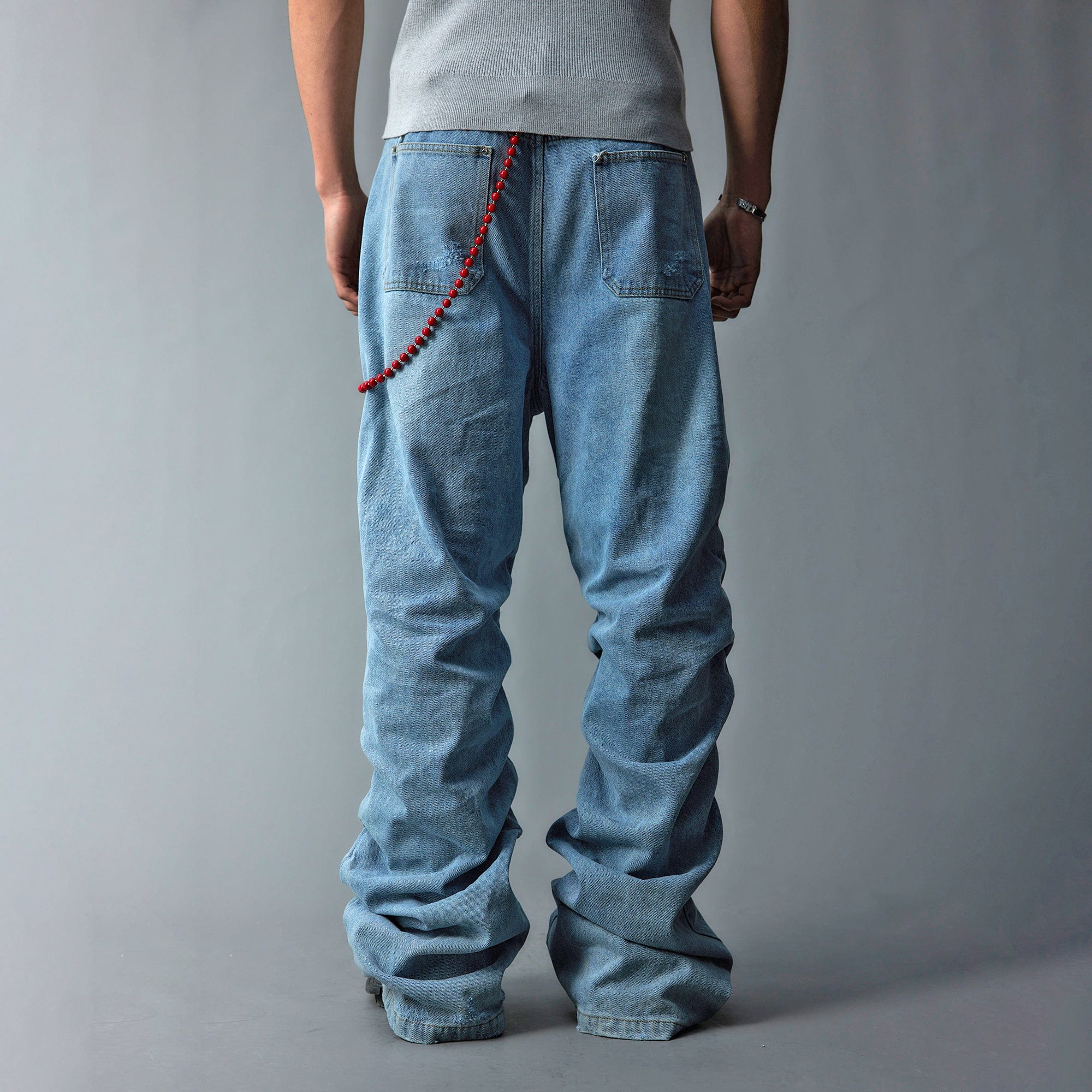 WHISTLEHUNTER Stacked Washed Rivet Flare Jeans