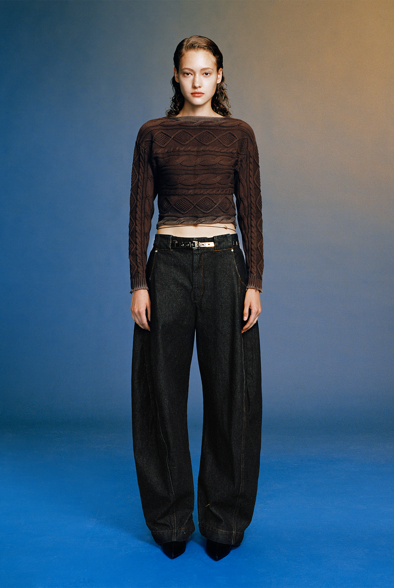 OPICLOTH Curved Panel Oversized Raw Jeans, premium urban and streetwear designers apparel on PROJECTISR.com, OPICLOTH