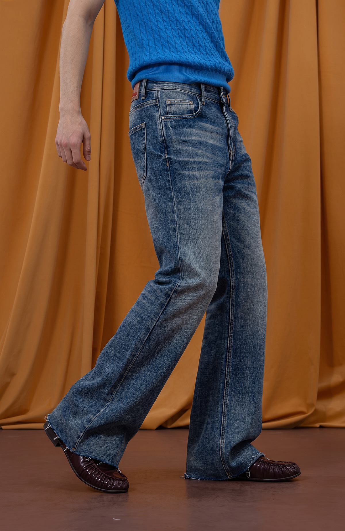 CLP Washed Frayed Flared Jeans