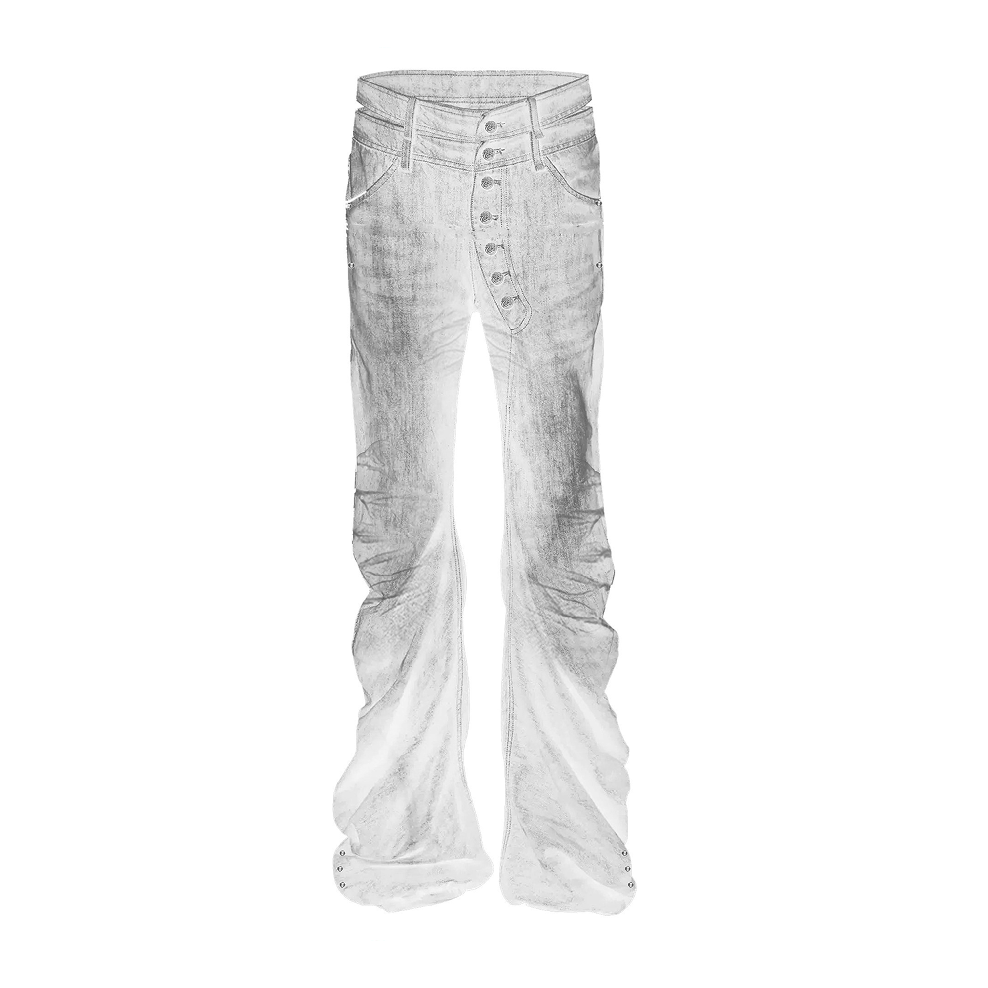 PAIKI Sword Slash Washed Curved Jeans