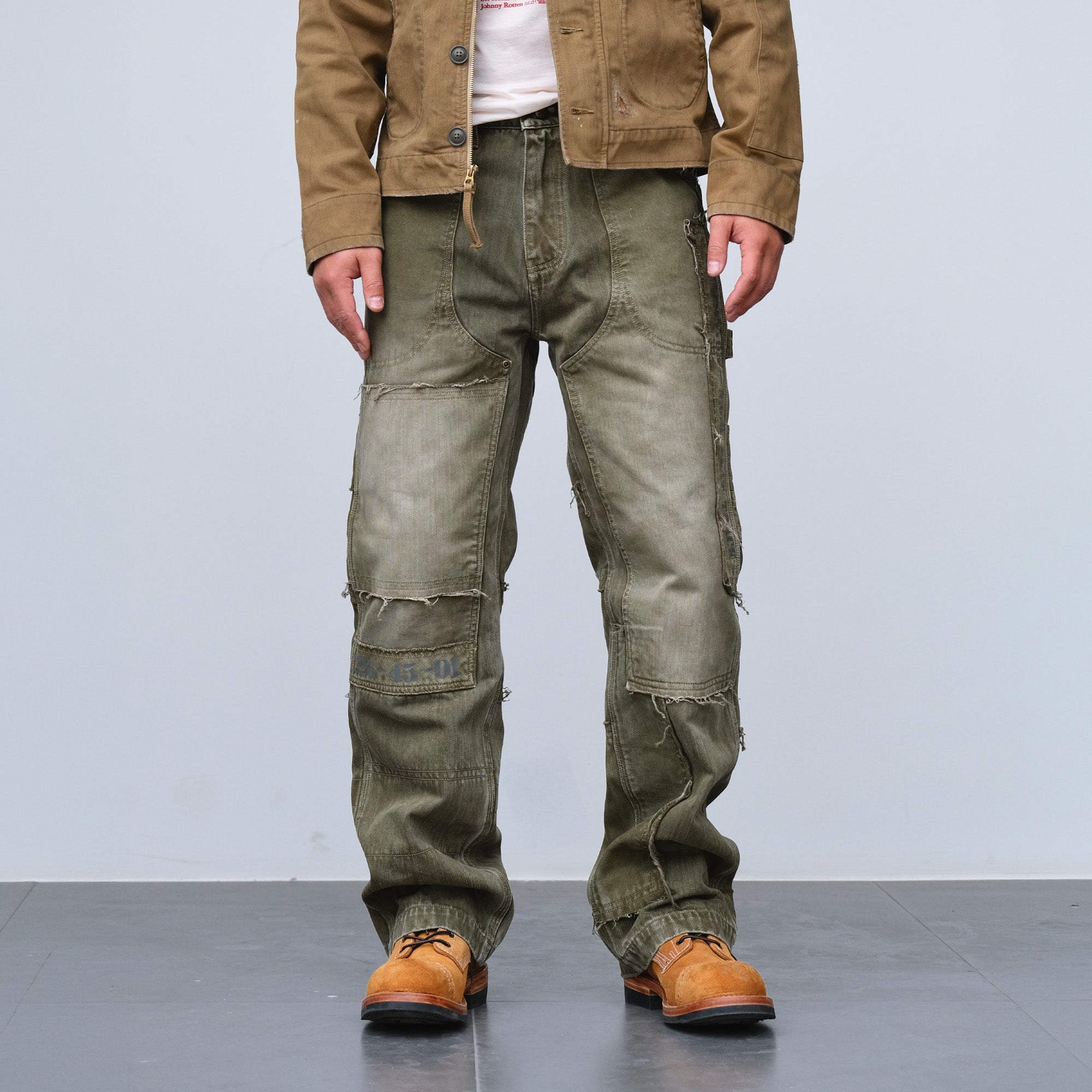 NEIGBORL Retro Distressed Paneled Cargo Pants