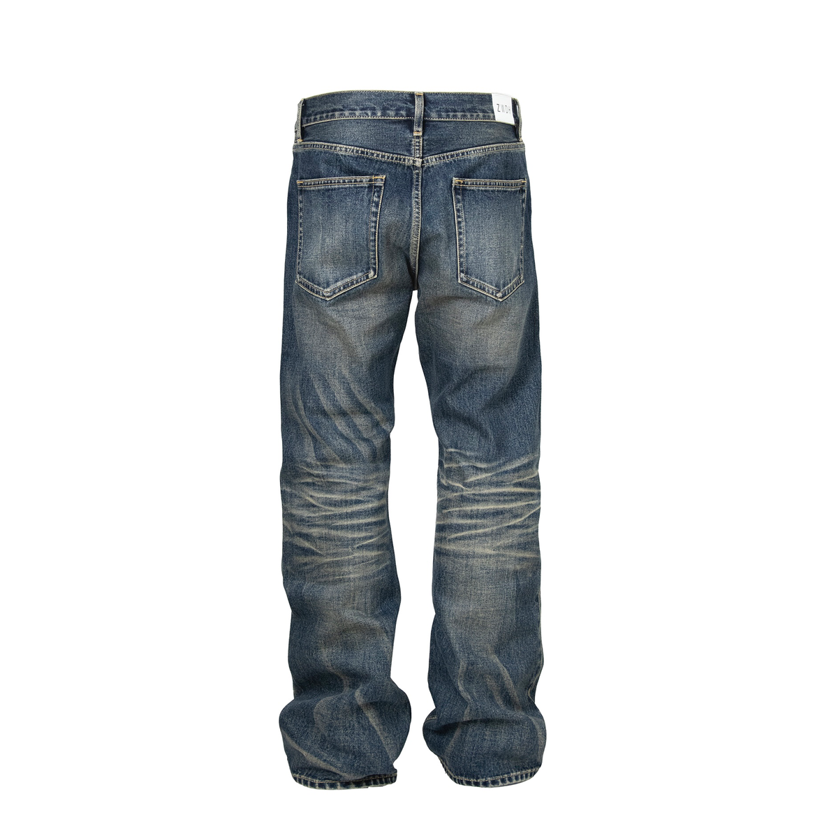 ZWDH Washed Crinkled Distressed Straight-Leg Jeans