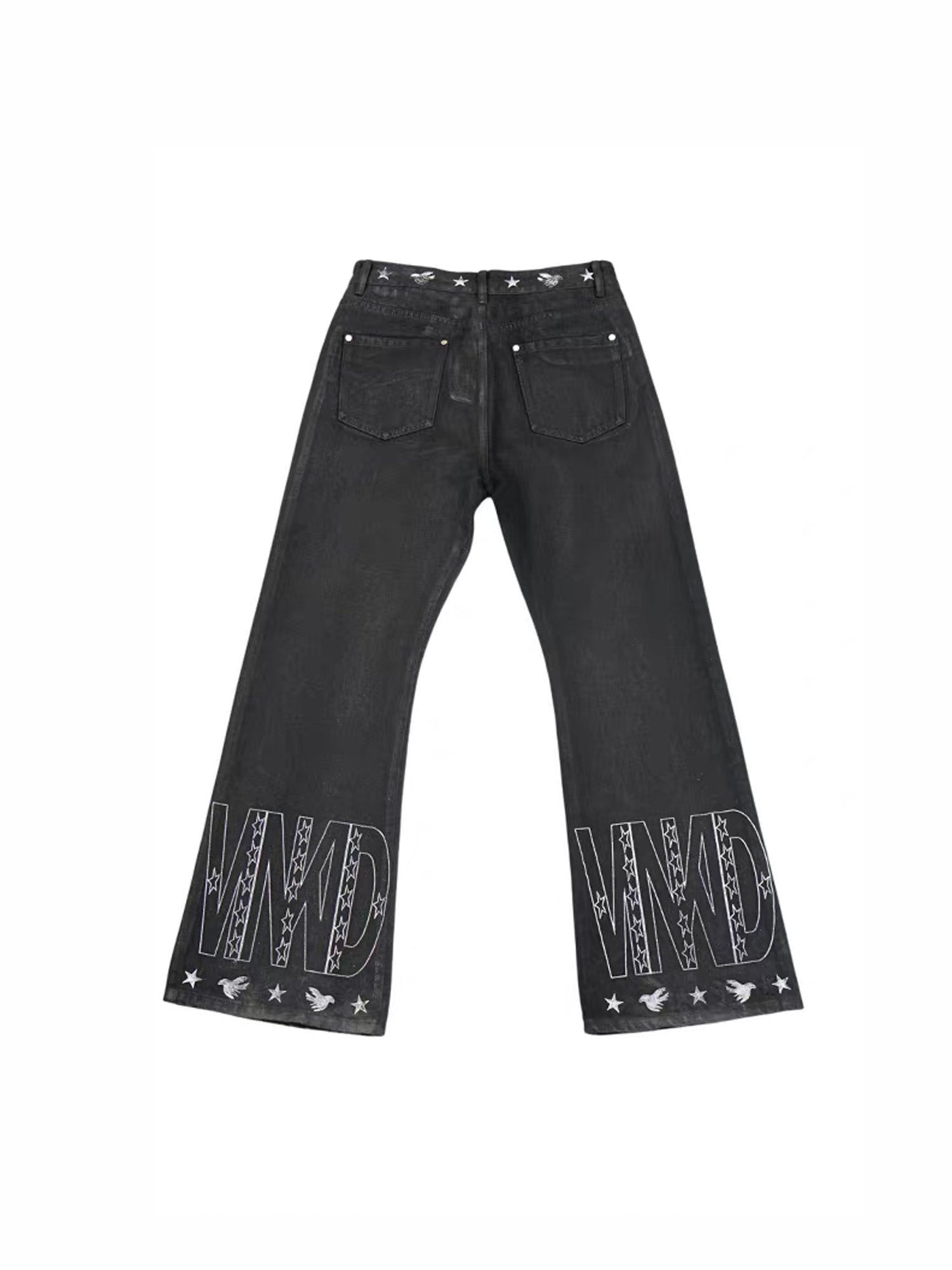 VINKID Star Graphic Crackle Waxed Jeans, premium urban and streetwear designers apparel on PROJECTISR.com, VINKID