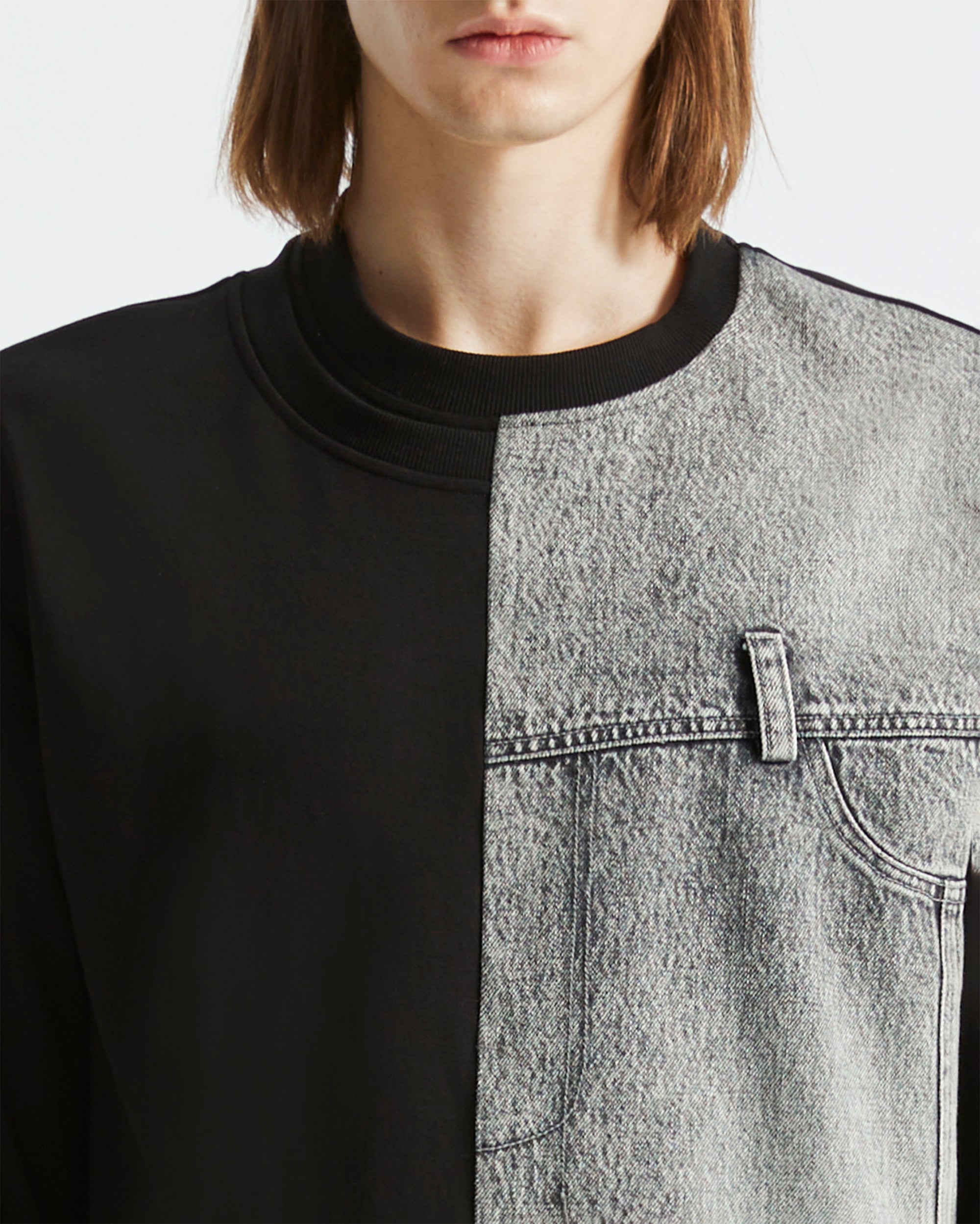 ORGANIC EMOTION Denim Spliced Long-Sleeve Tee