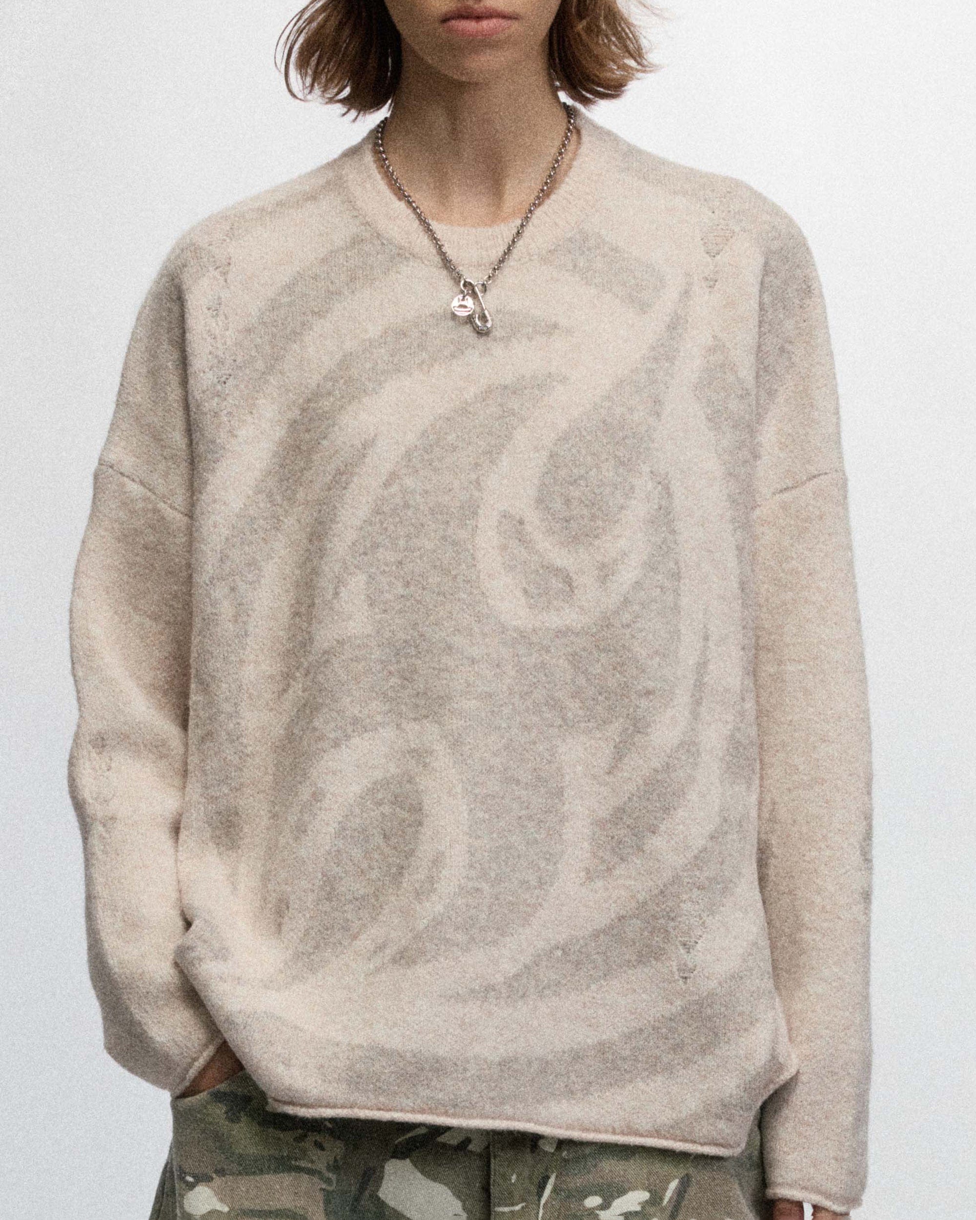 OVDY Abstract Graphics Raw-Edge Sweater