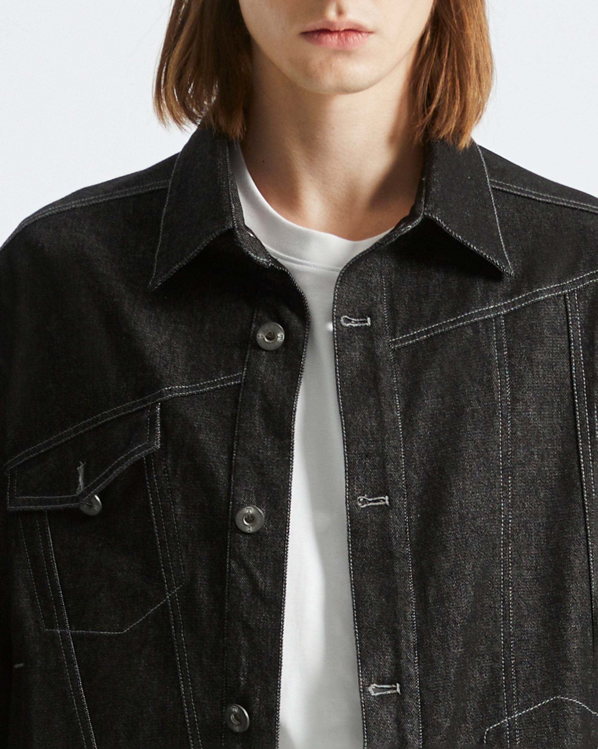 ORGANIC EMOTION Asymmetrical Washed Denim Jacket