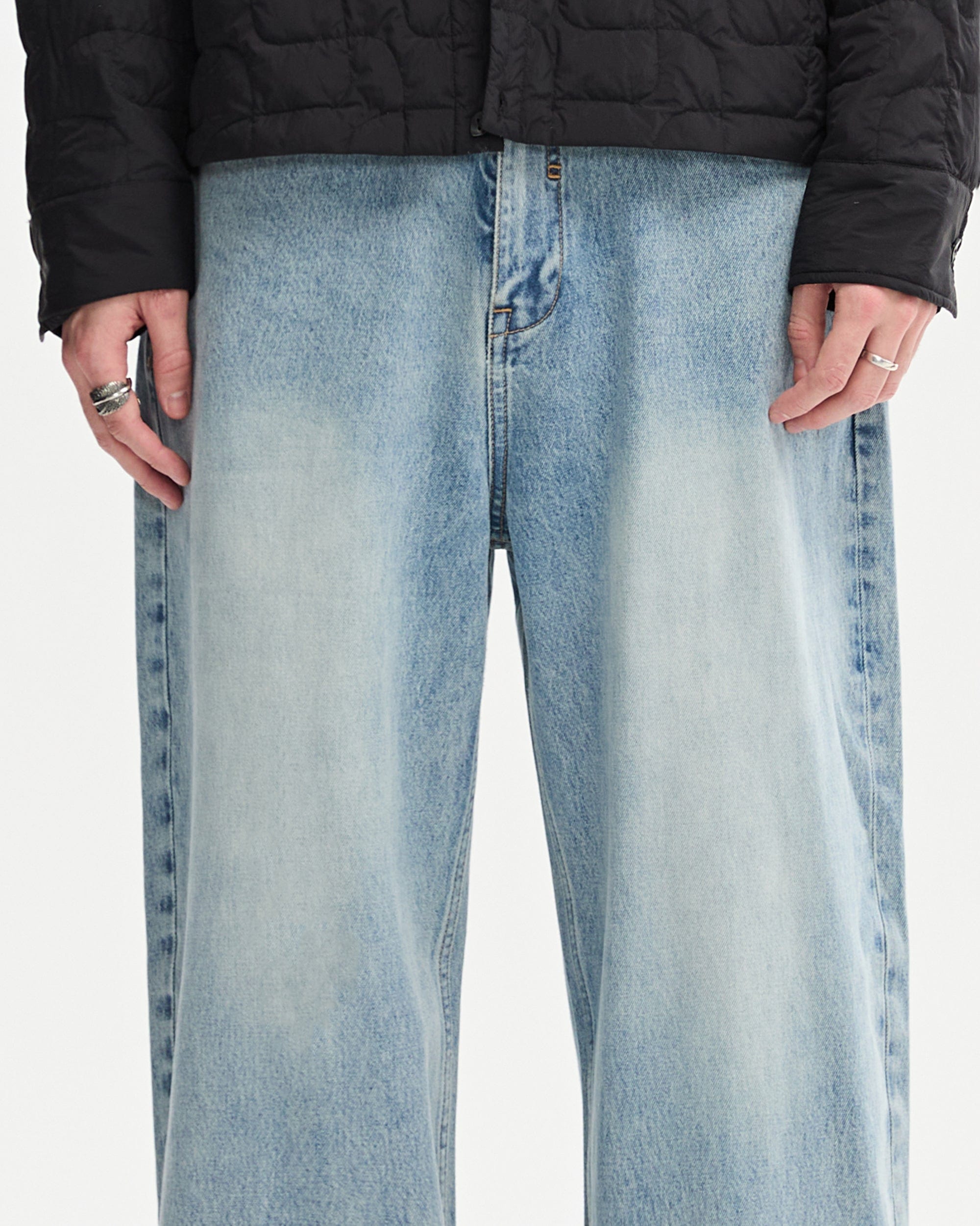 ORGANIC EMOTION Classic Washed Detachable Waist Cape Jeans