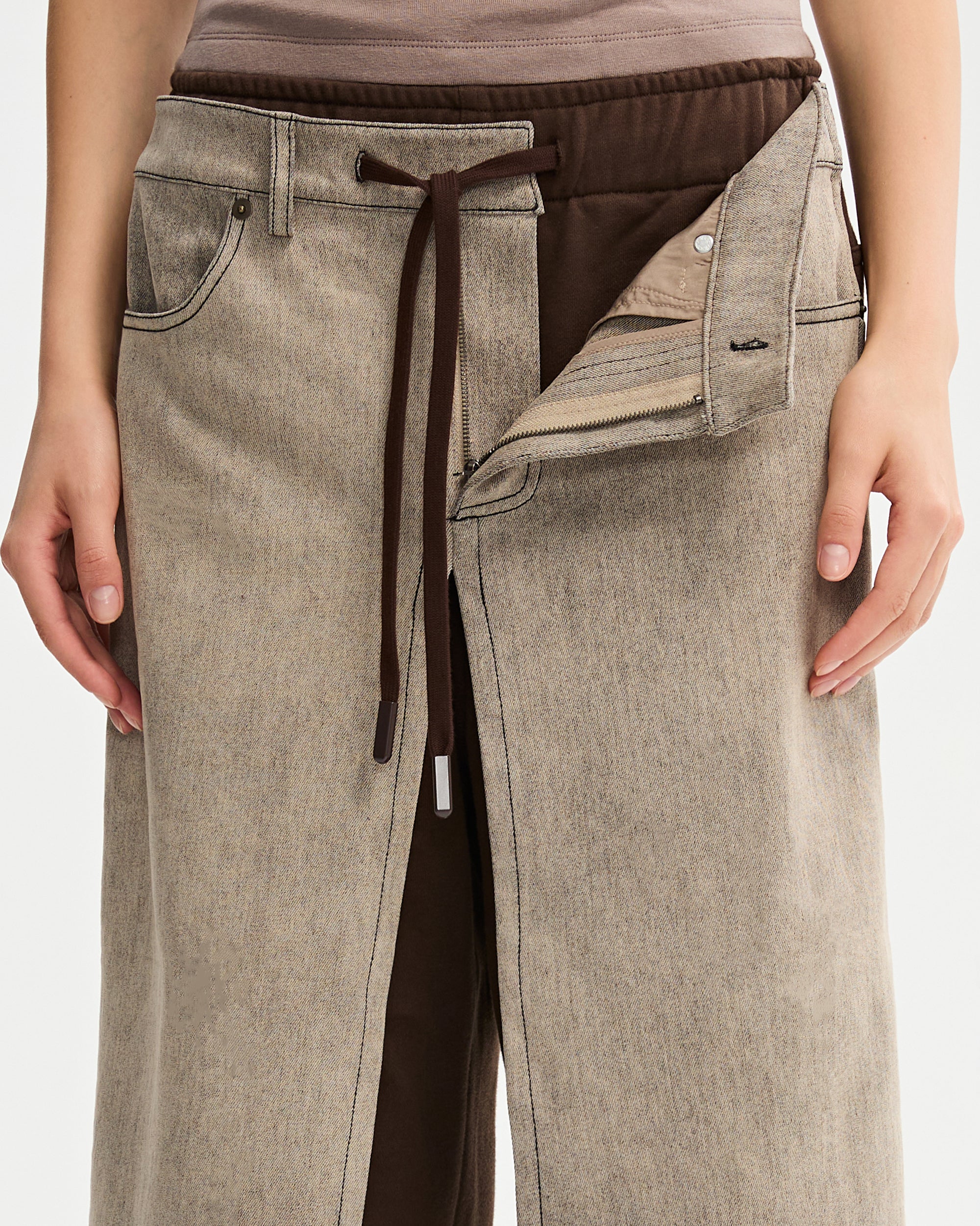 ORGANIC EMOTION Layered Denim Shorts Pants