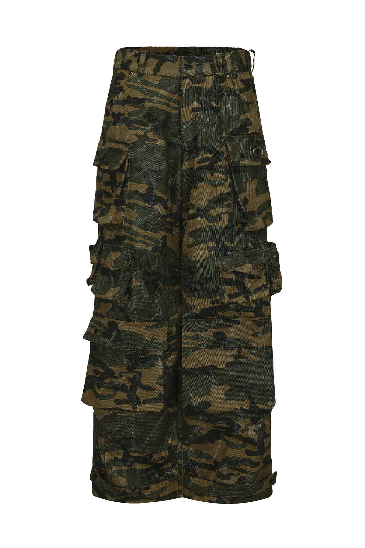 ARDENCODE Camo Multi-Pocket Wide-Leg Cargo Pants, premium urban and streetwear designers apparel on PROJECTISR.com, ARDENCODE
