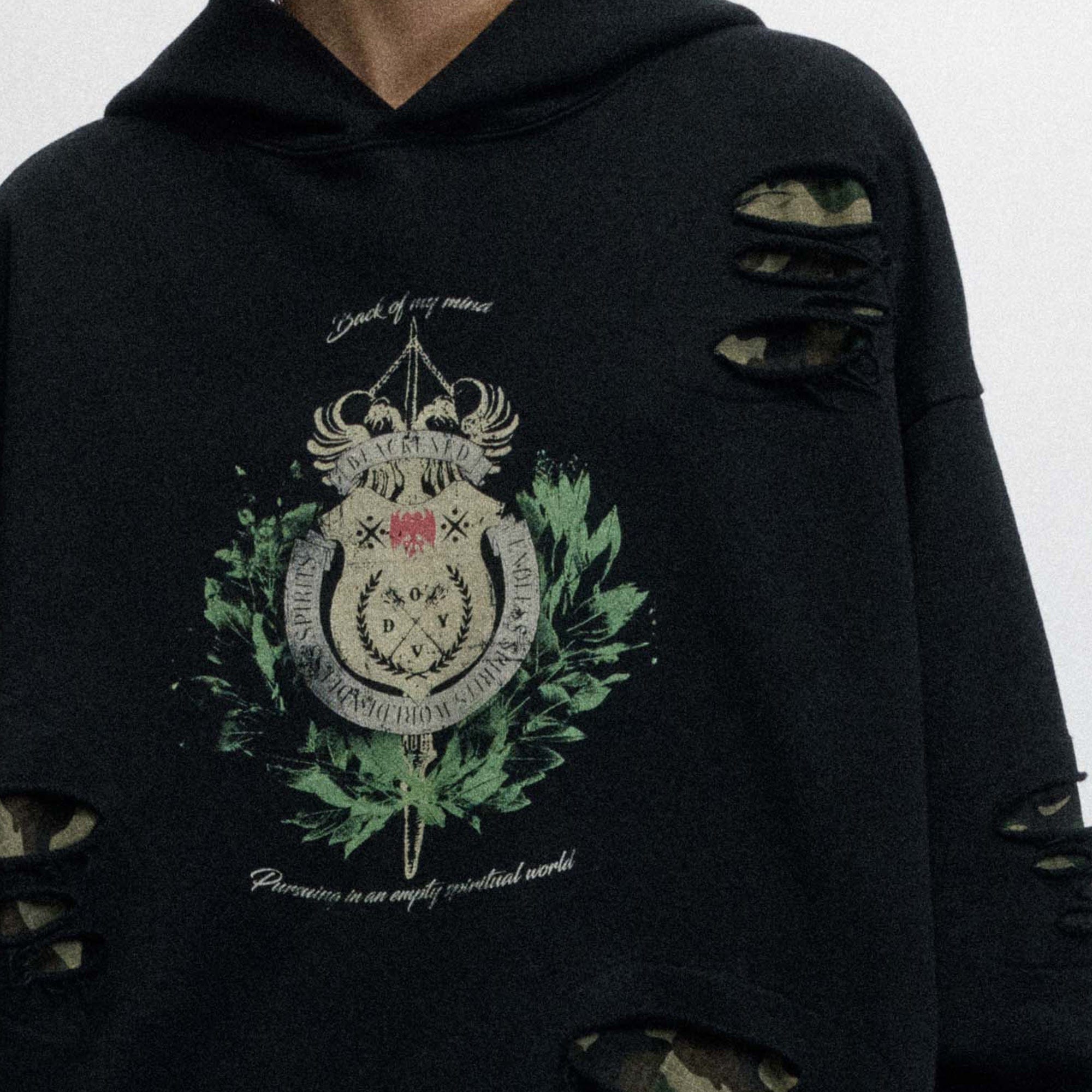 OVDY Badge Ripped Hoodie