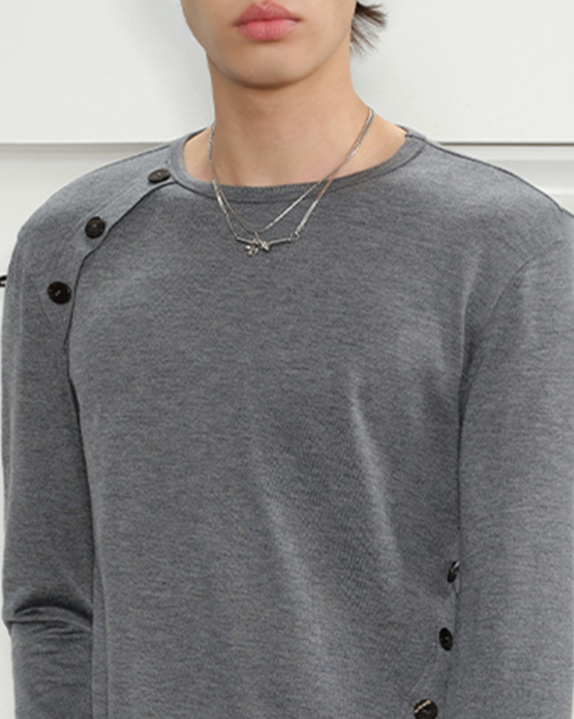 KREATE Deconstructed Asymmetrical Buttoned Long-Sleeve Tee