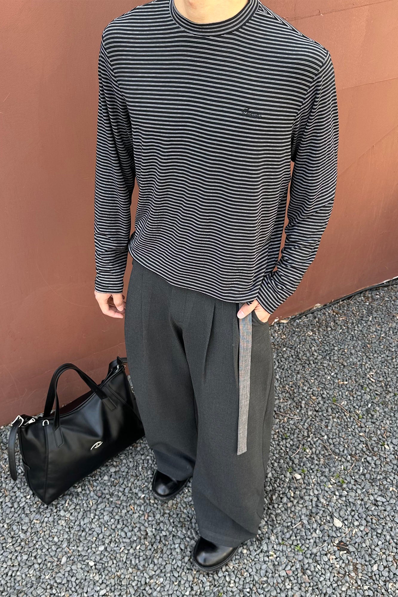 CATSSTAC Detachable-Belt Pleats Wide-Leg Trousers, premium urban and streetwear designers apparel on PROJECTISR.com, CATSSTAC