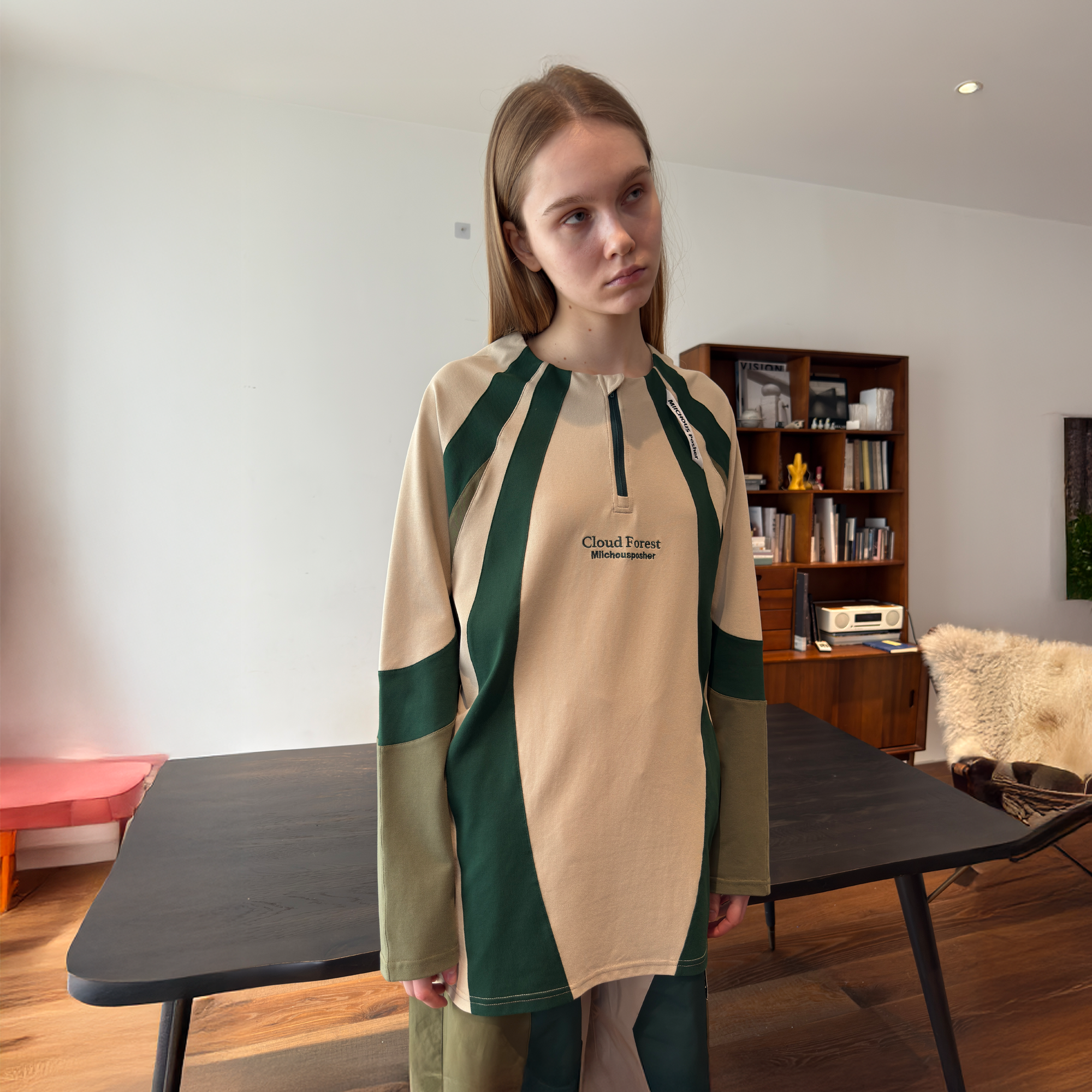 MIICHOUS Contrast Panel UV-Protection Long-Sleeve Tee