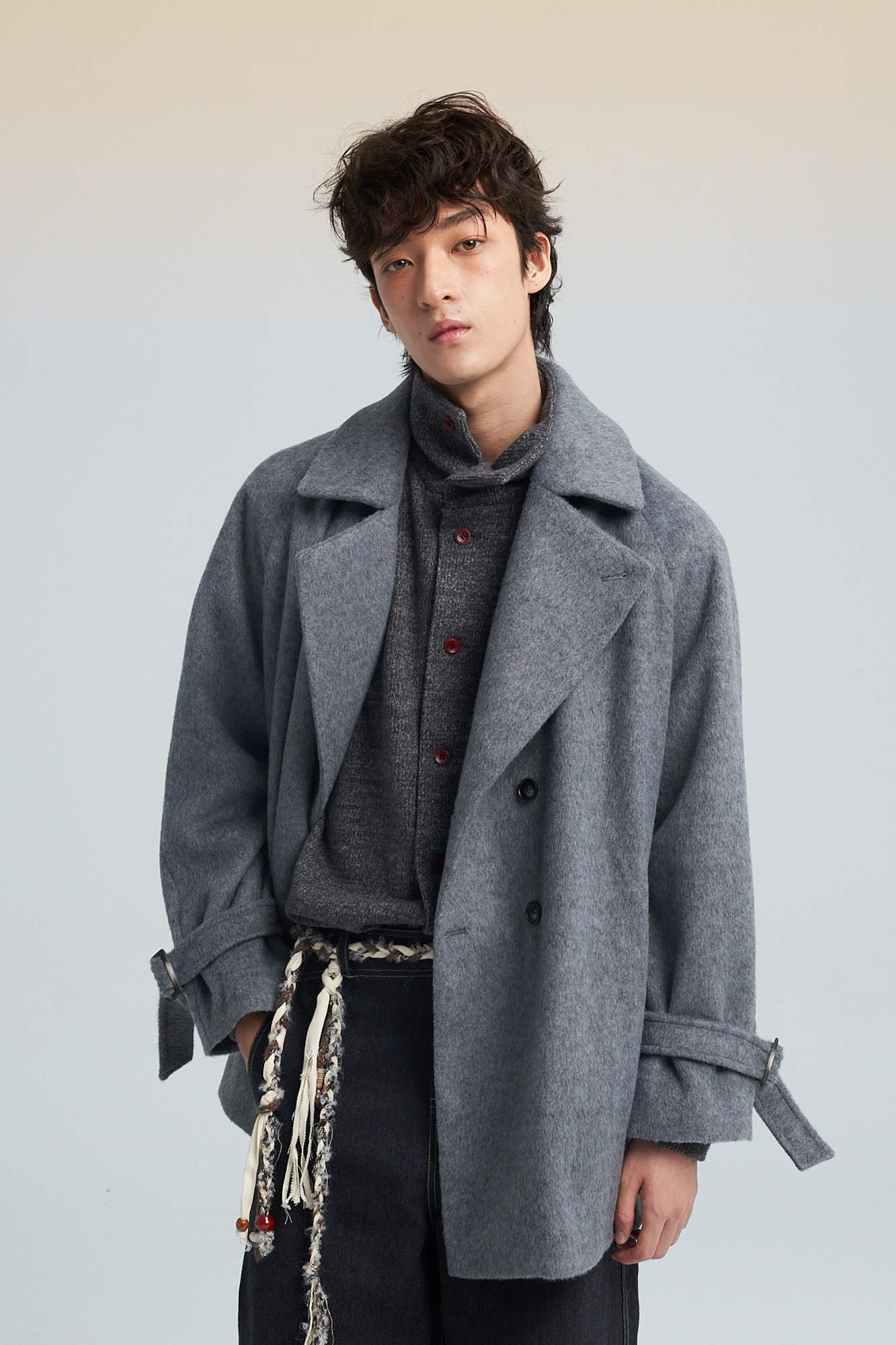 SAME FLOW Double-Breasted Wool-Blend Trench Coat