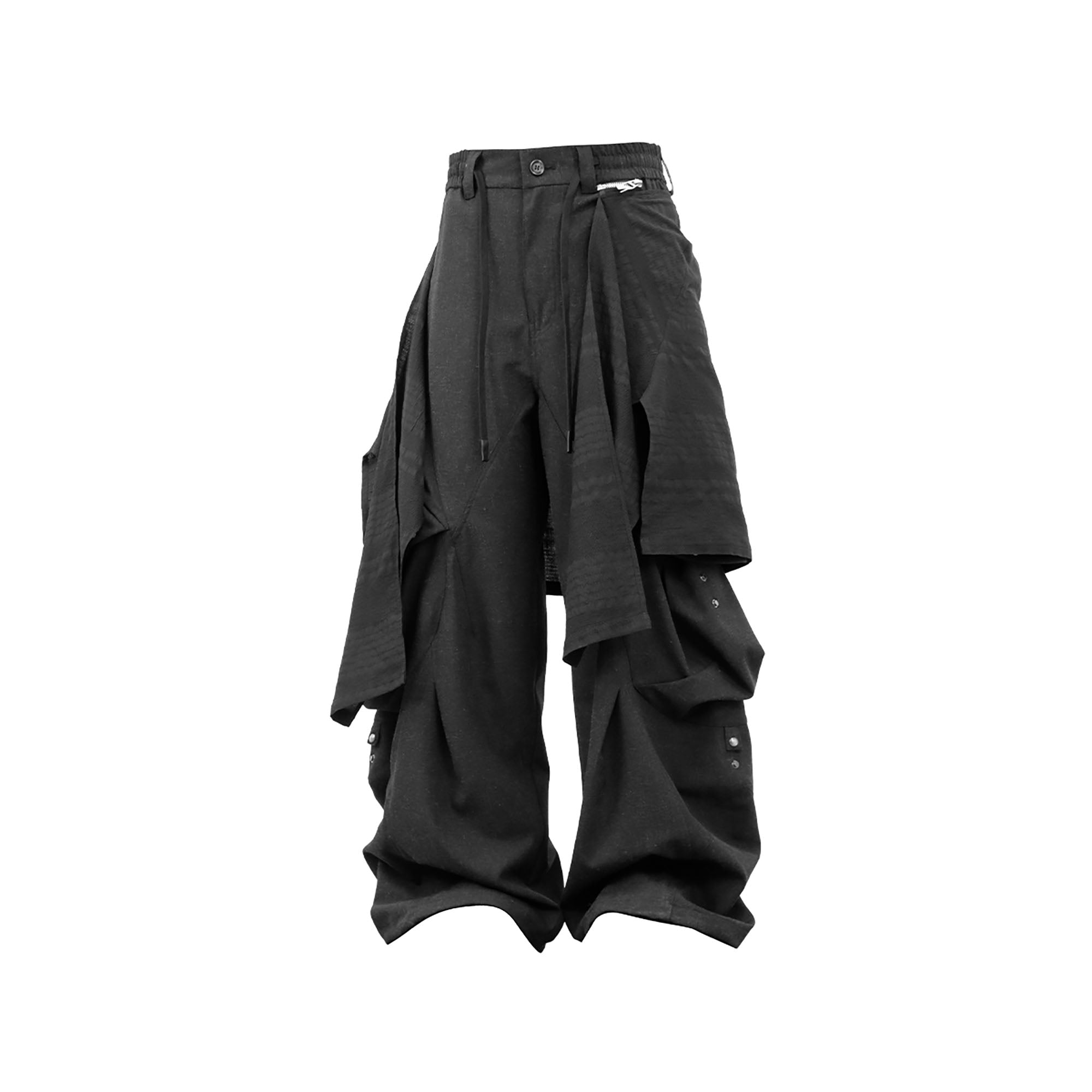 RELABEL Detachable Drape Linen-Blend Cargo Dark Gray, premium urban and streetwear designers apparel on PROJECTISR.com, RELABEL