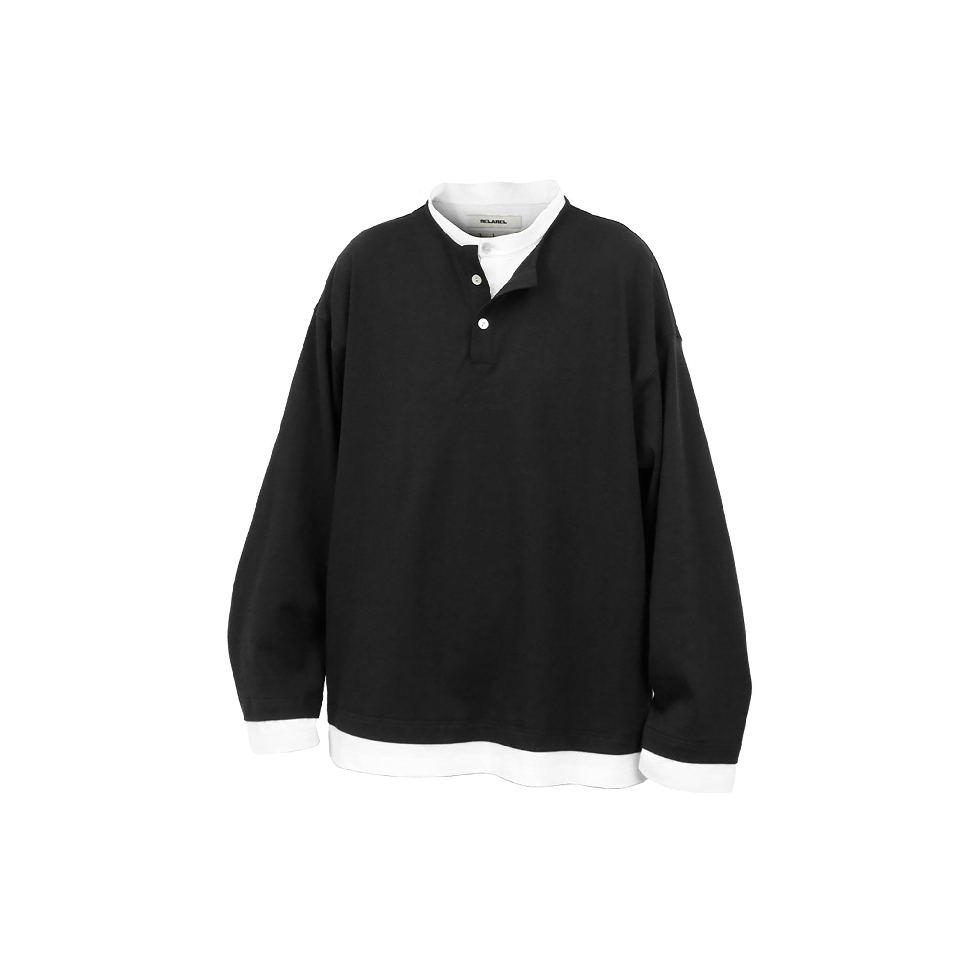 RELABEL Contrast Layered Henley Long-Sleeve Tee, premium urban and streetwear designers apparel on PROJECTISR.com, RELABEL