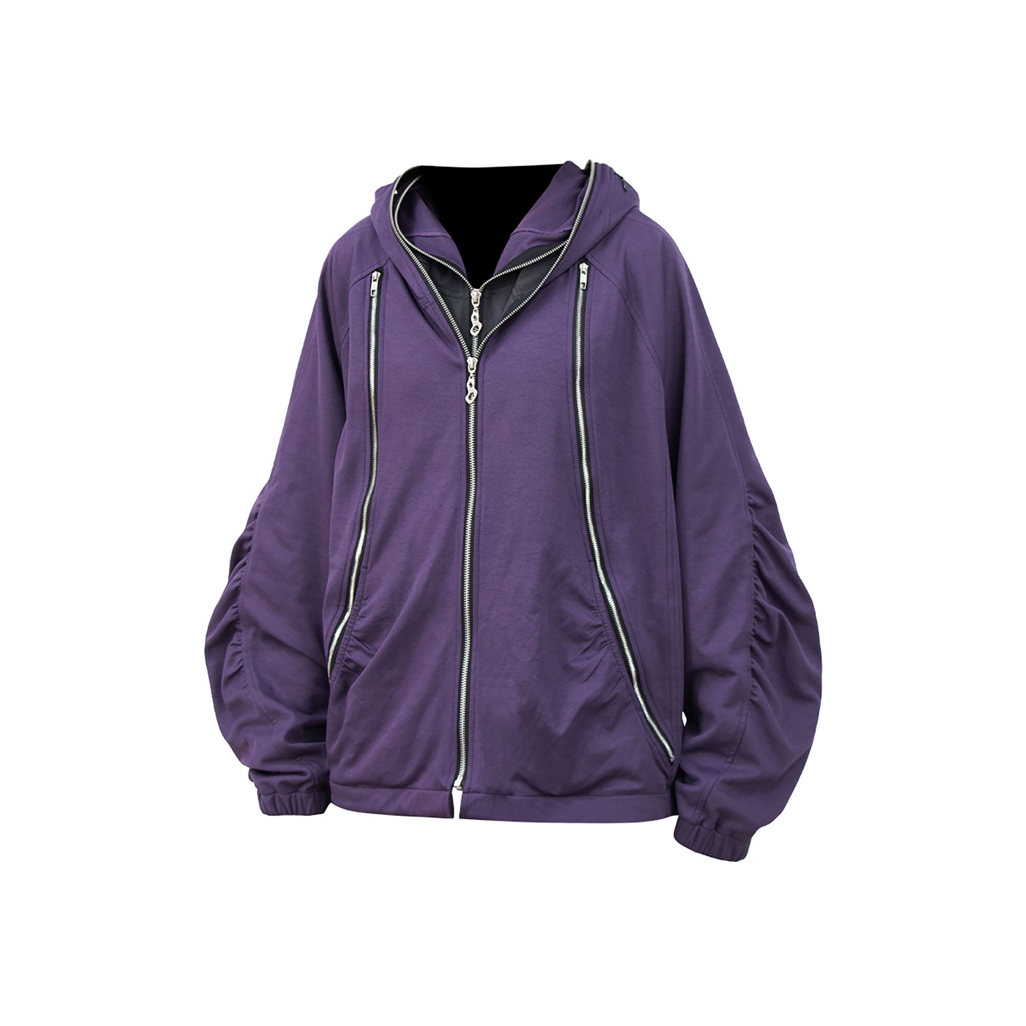 RELABEL Layered Multi-Zip Mask Hood Jacket Purple