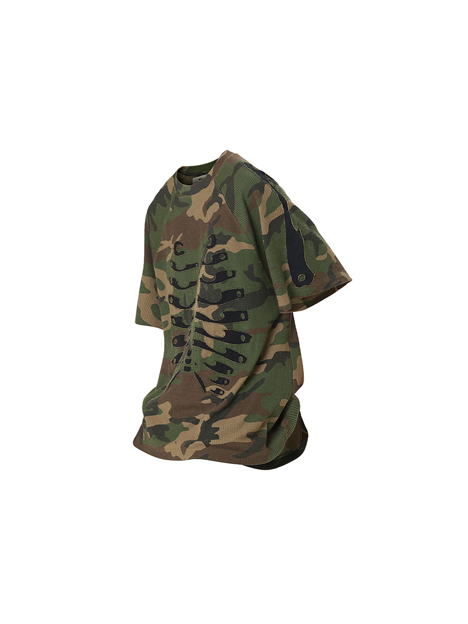 RELABEL Camo Detachable Hood Skeleton Graphic Tee