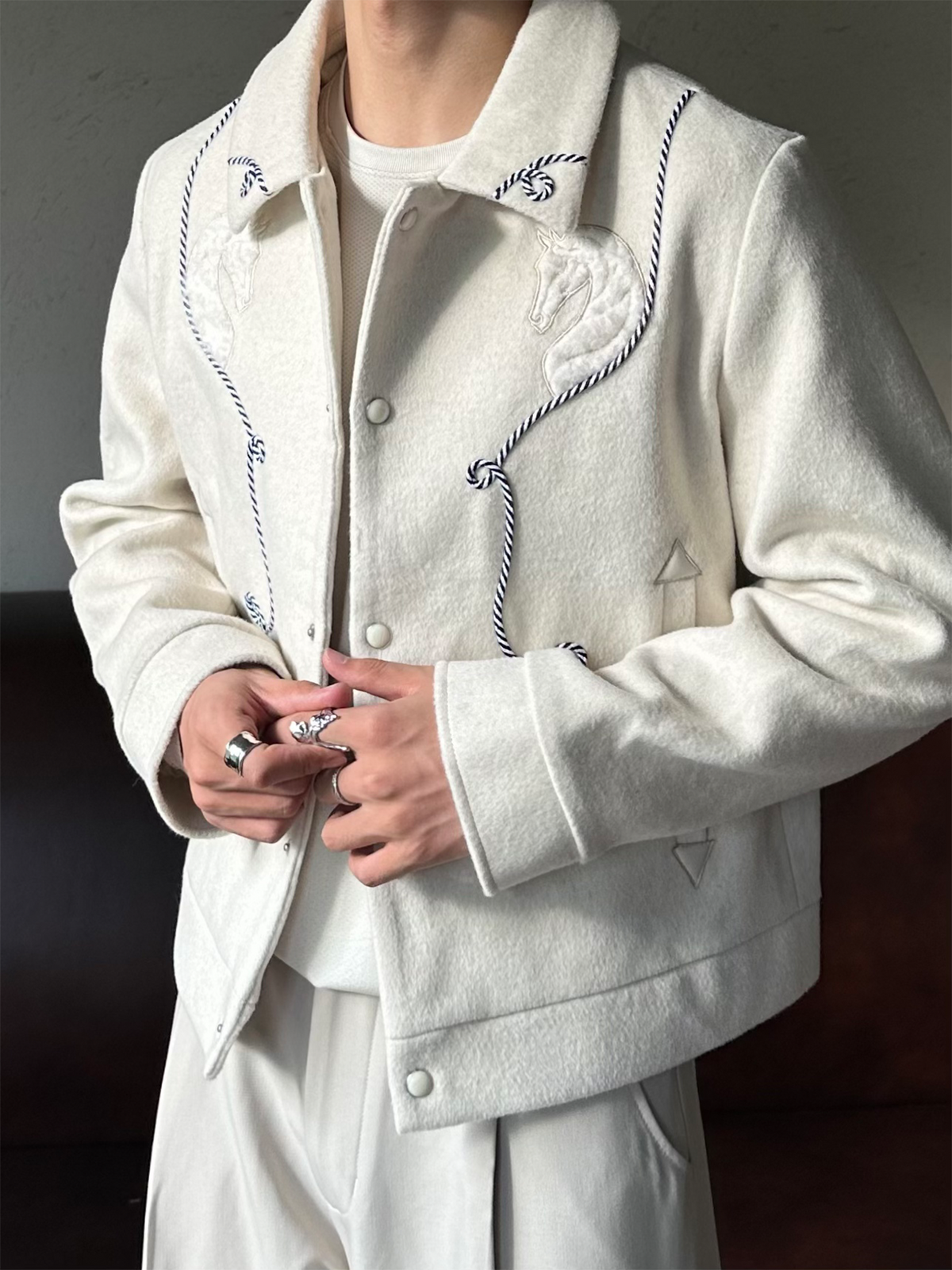 CATSSTAC Rope-Embroidered Wool-Blend Oversized Jacket