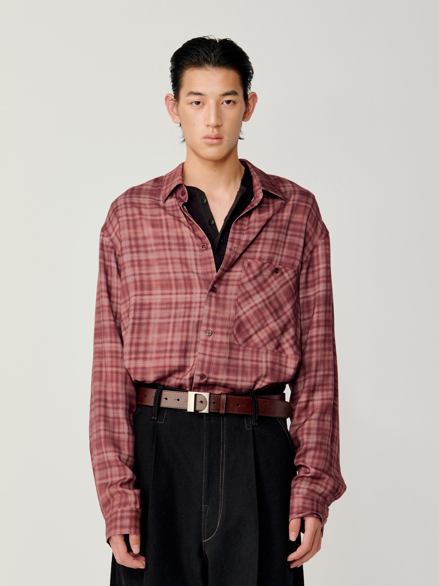 OPICLOTH Classical Oversized Plaid Shirt