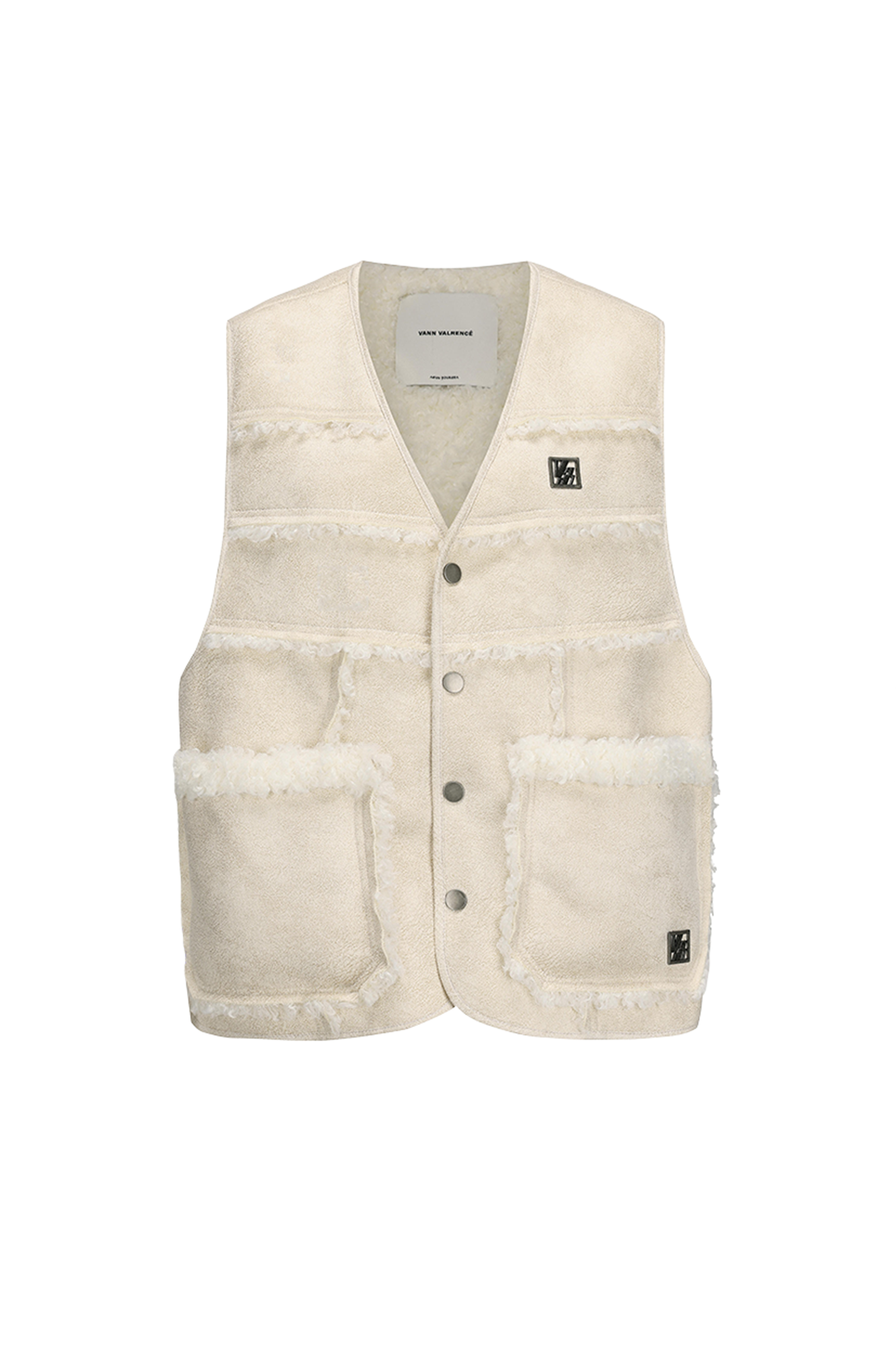 VANN VALRENCE Paneled Fleece-Trim Padded Vest