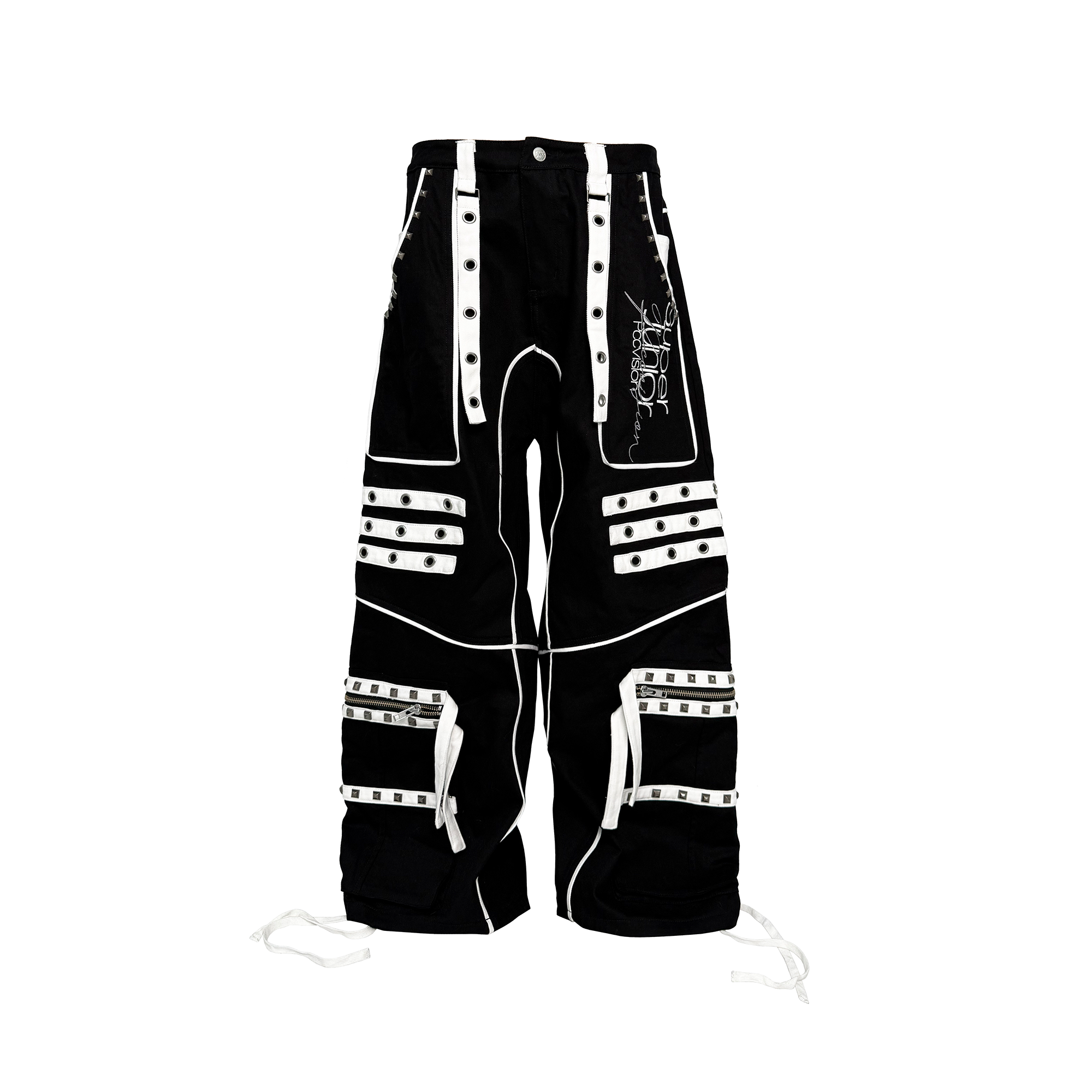 PCCVISION Studded Embroidered Baggy Pants