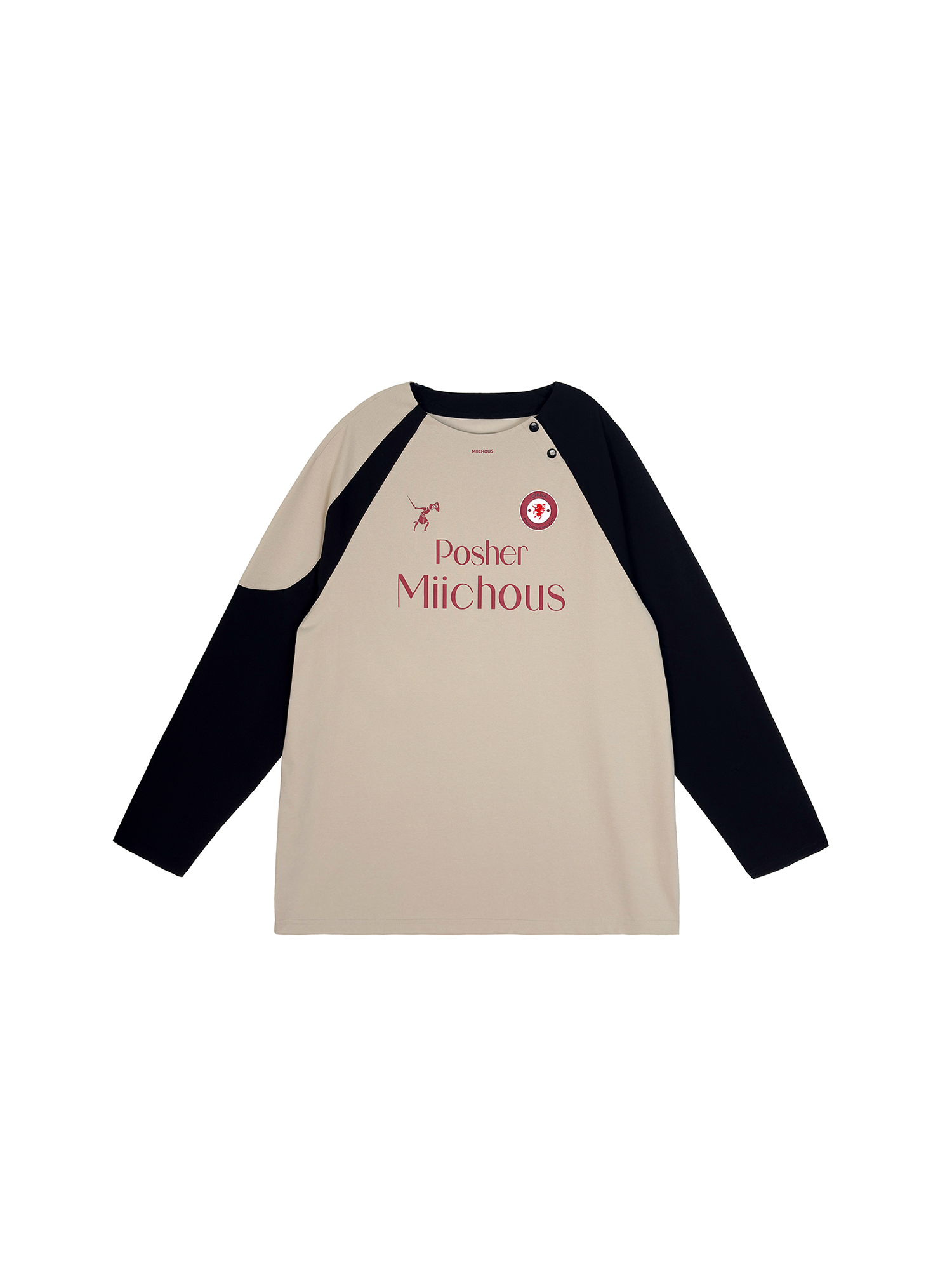 MIICHOUS Snap Contrast Quick-Dry Long-Sleeve Tee