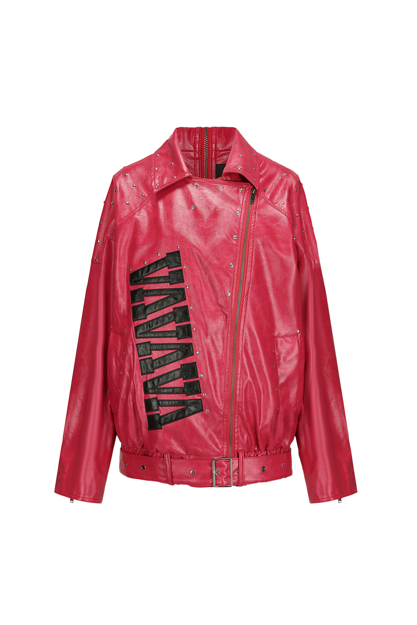 VANN VALRENCE Studded LOGO Faux Leather Biker Jacket
