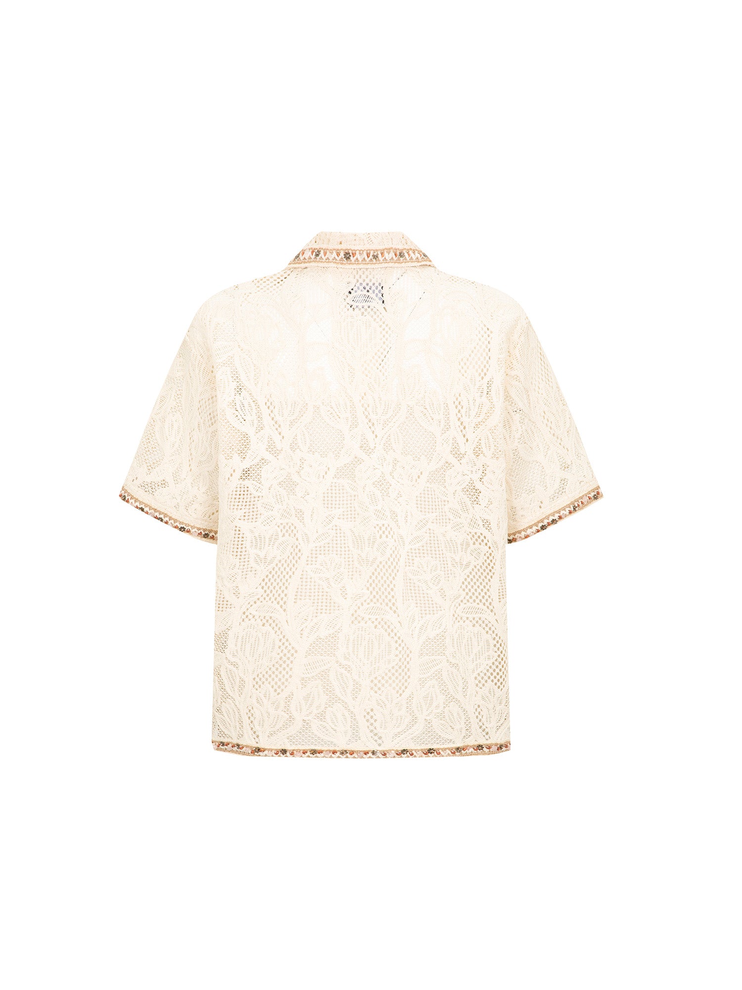 TUIMU Beaded Trim Open-Knit Jacquard Half Shirt, premium urban and streetwear designers apparel on PROJECTISR.com, TUIMU