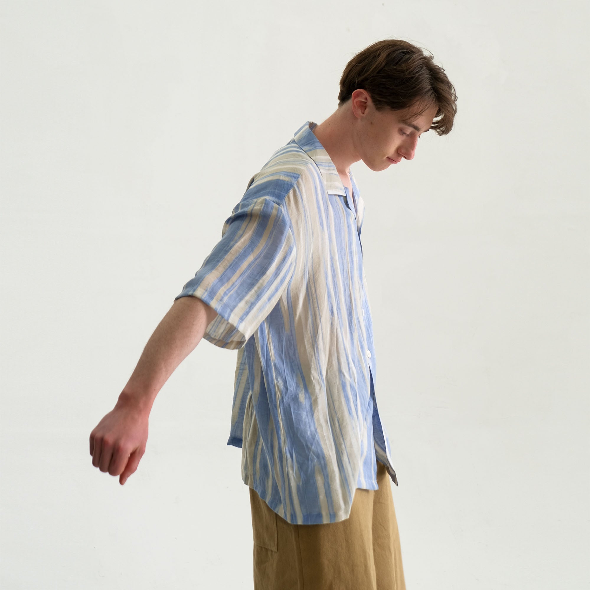 WIID Contrast Stripe Tencel Cuban Half Shirt, premium urban and streetwear designers apparel on PROJECTISR.com, WIID