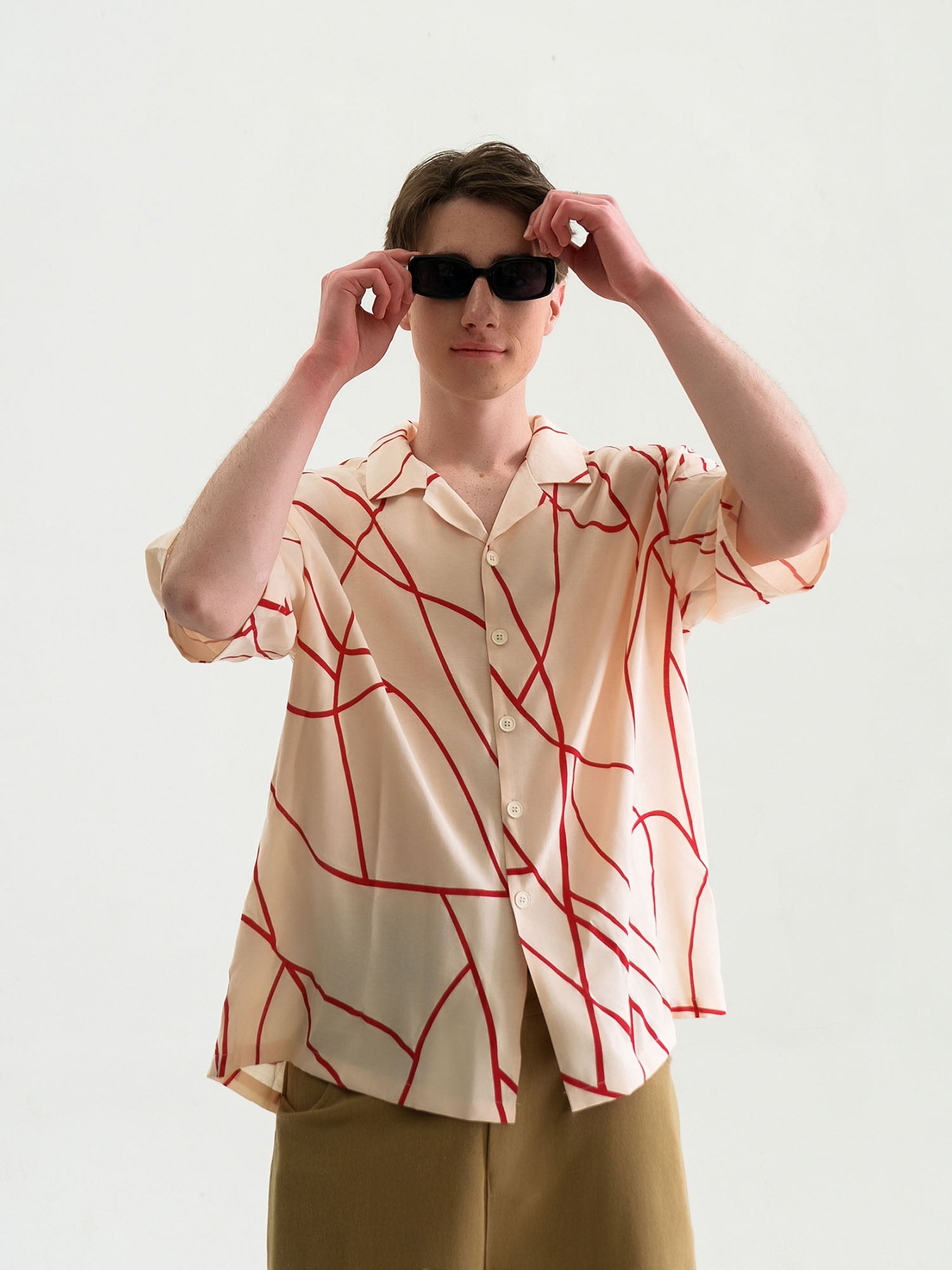 WIID Abstract Line Oversized Cuban Half Shirt, premium urban and streetwear designers apparel on PROJECTISR.com, WIID