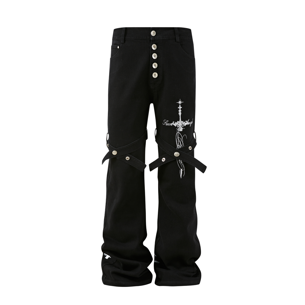 PASET Retro Gothic Lace-Up Slim Flared Jeans