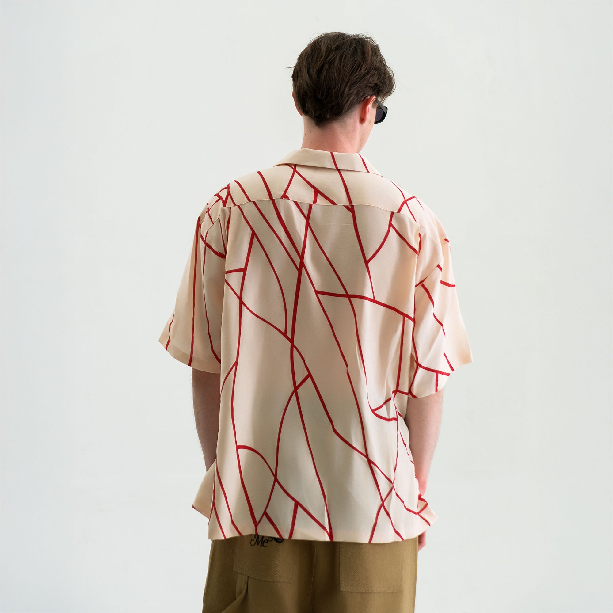 WIID Abstract Line Oversized Cuban Half Shirt, premium urban and streetwear designers apparel on PROJECTISR.com, WIID