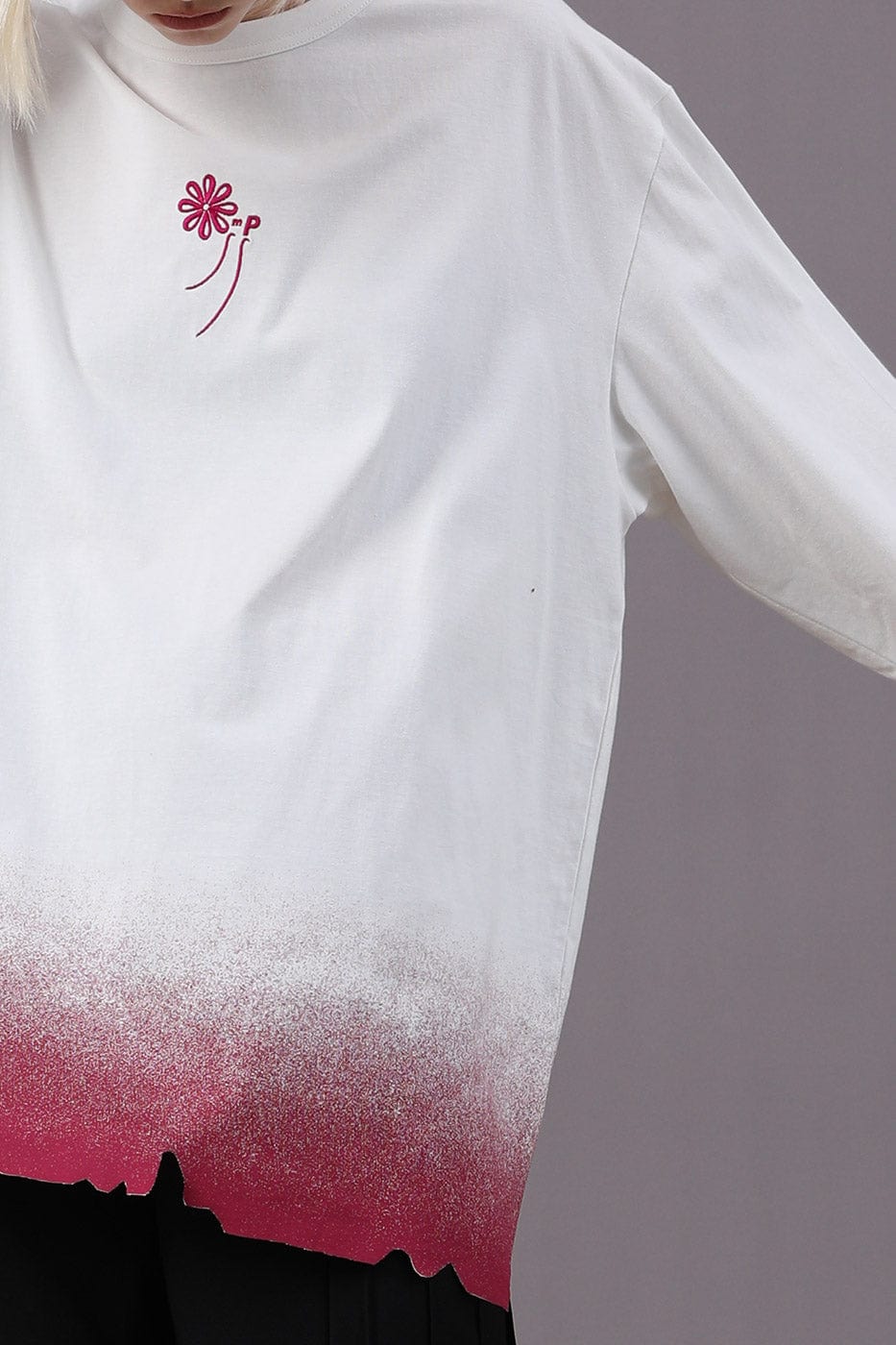 MIICHOUS Raw-Edge Embroidery Gradient L/S Tee, premium urban and streetwear designers apparel on PROJECTISR.com, Miichous