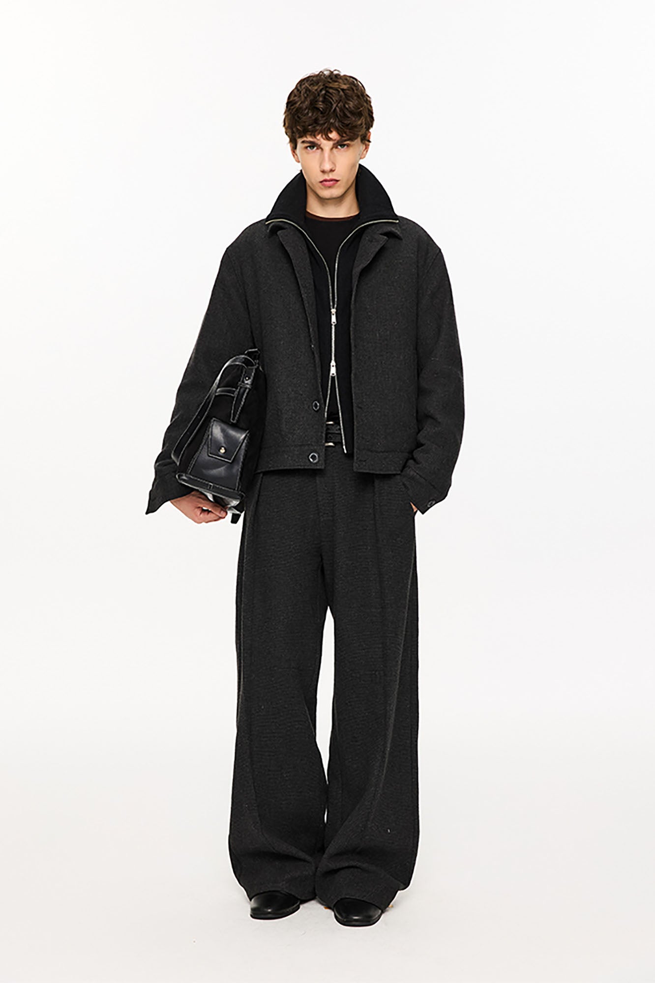 KREATE Mini Houndstooth Pleated Wide-Leg Trousers, premium urban and streetwear designers apparel on PROJECTISR.com, KREATE