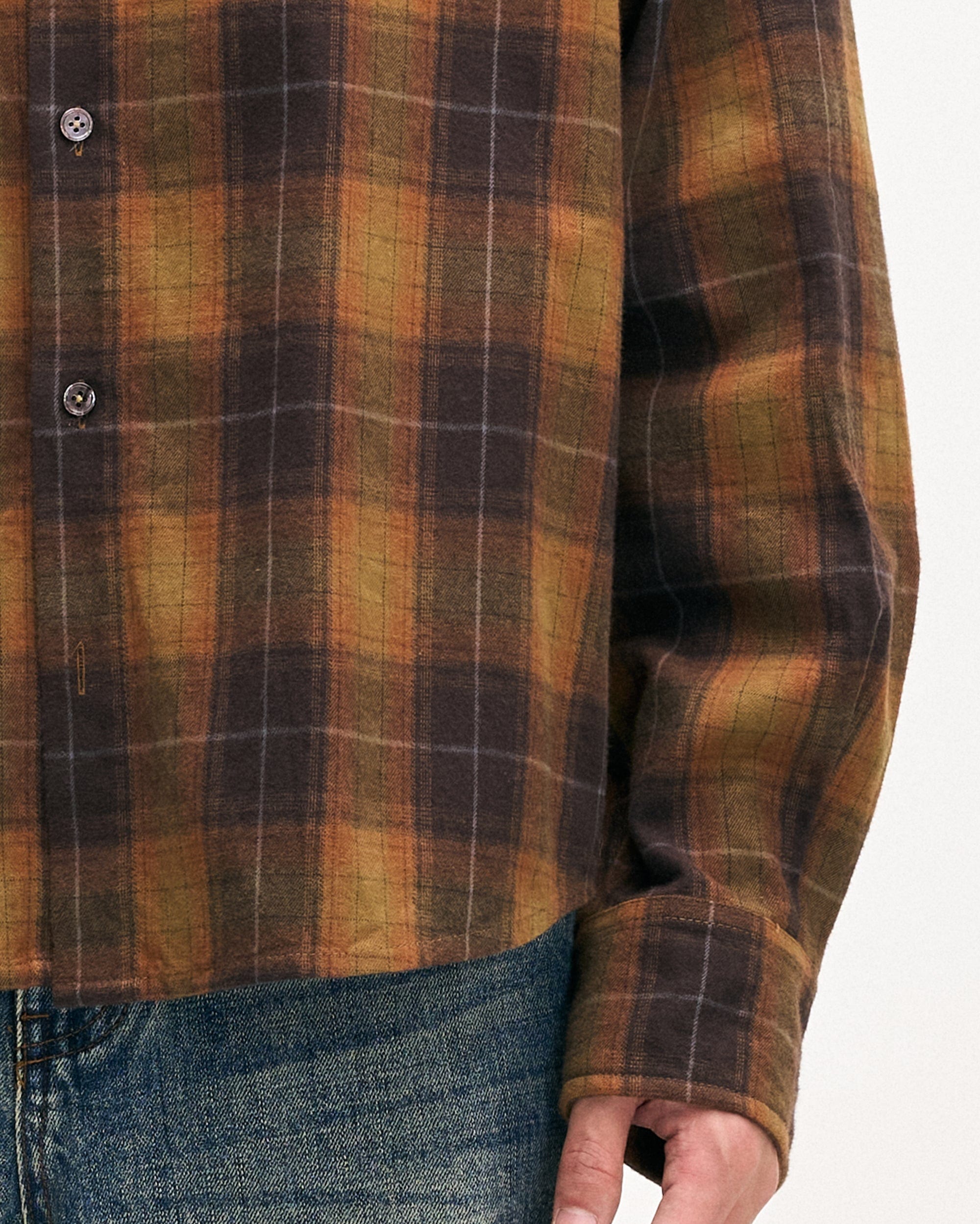 LEONSENSE Classic Plaid Shirt Showa Brown