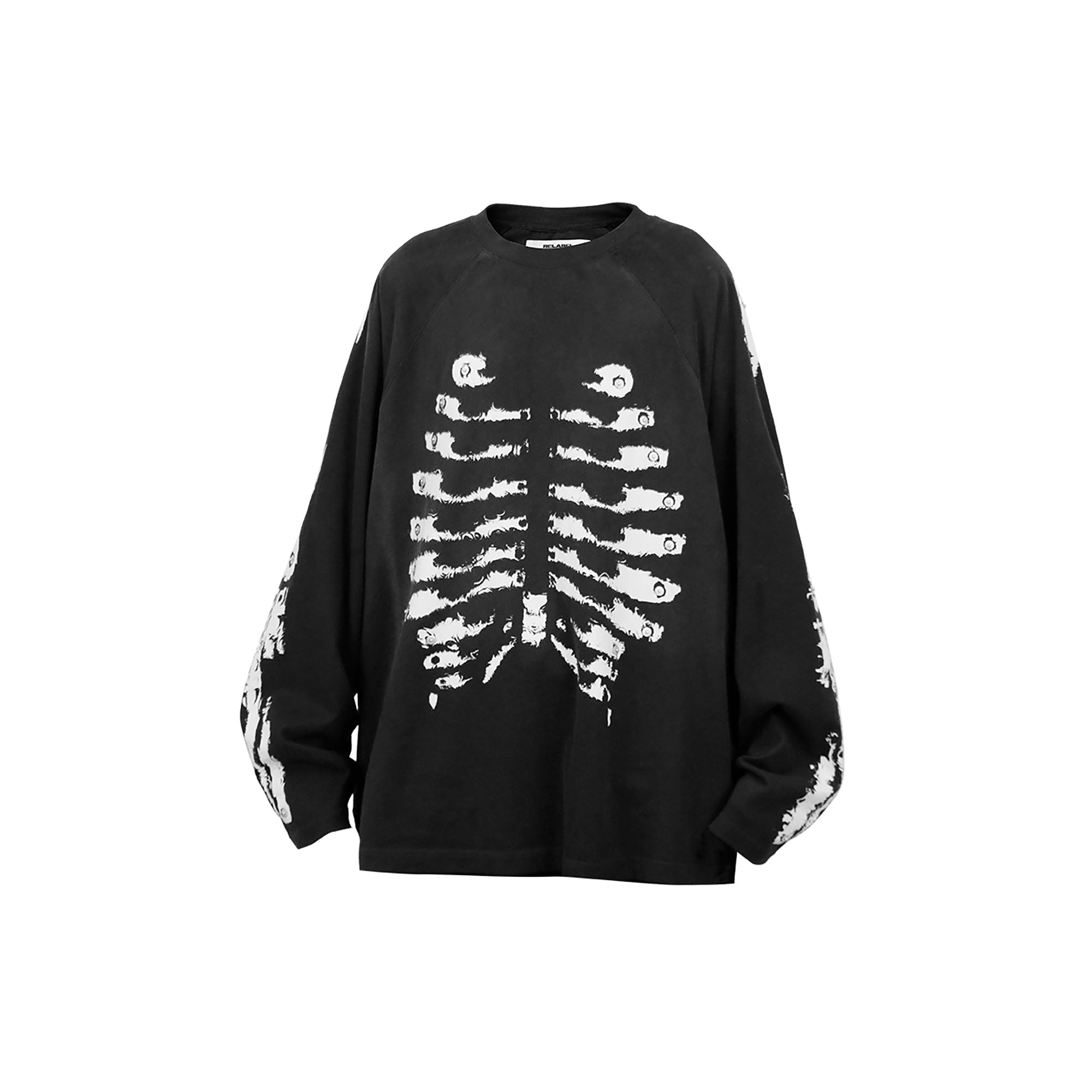 RELABEL Skeleton Graphic Rivet Long-Sleeve Tee, premium urban and streetwear designers apparel on PROJECTISR.com, RELABEL