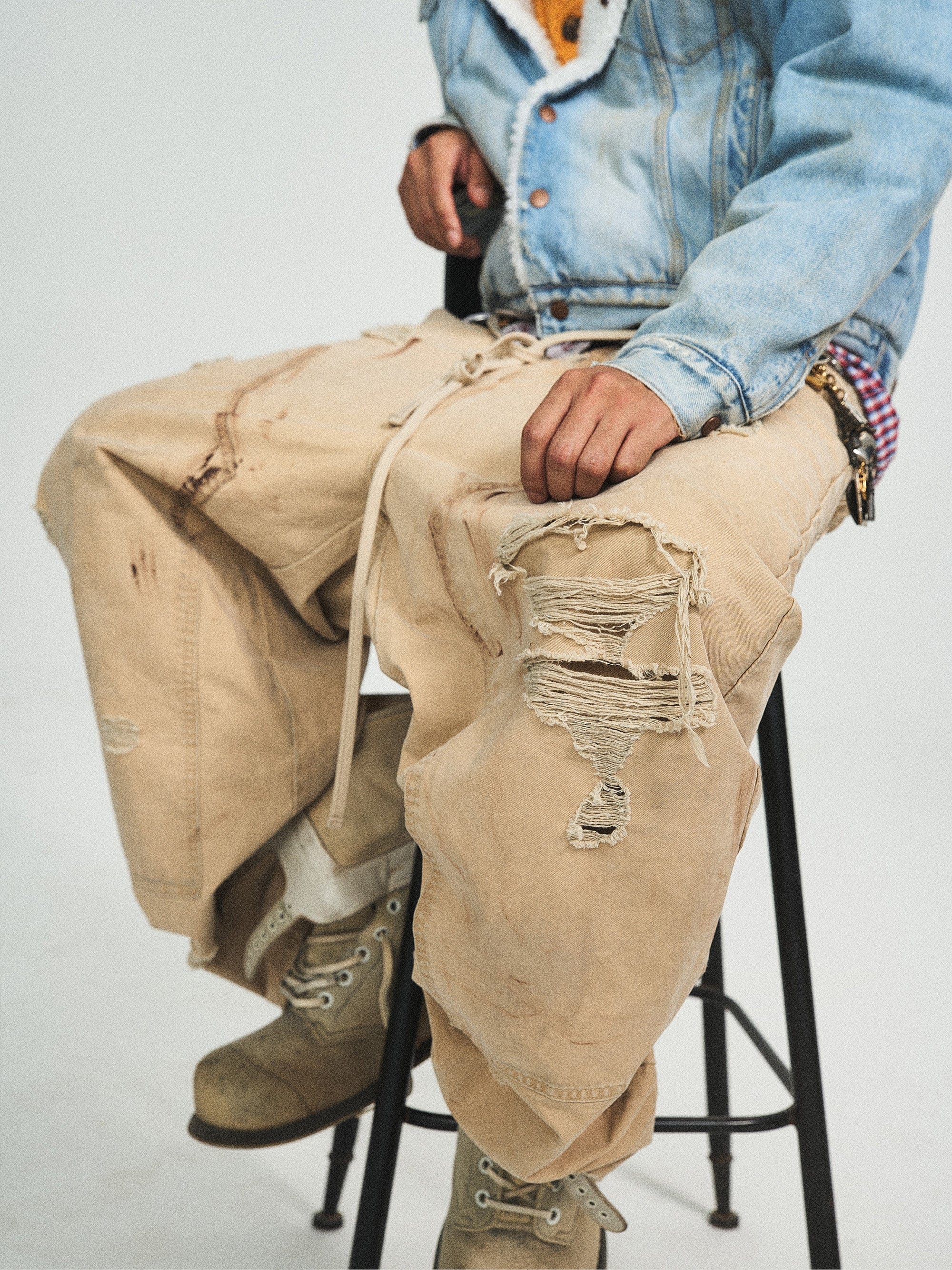 STEEPC Ripped Double-Knee Pants