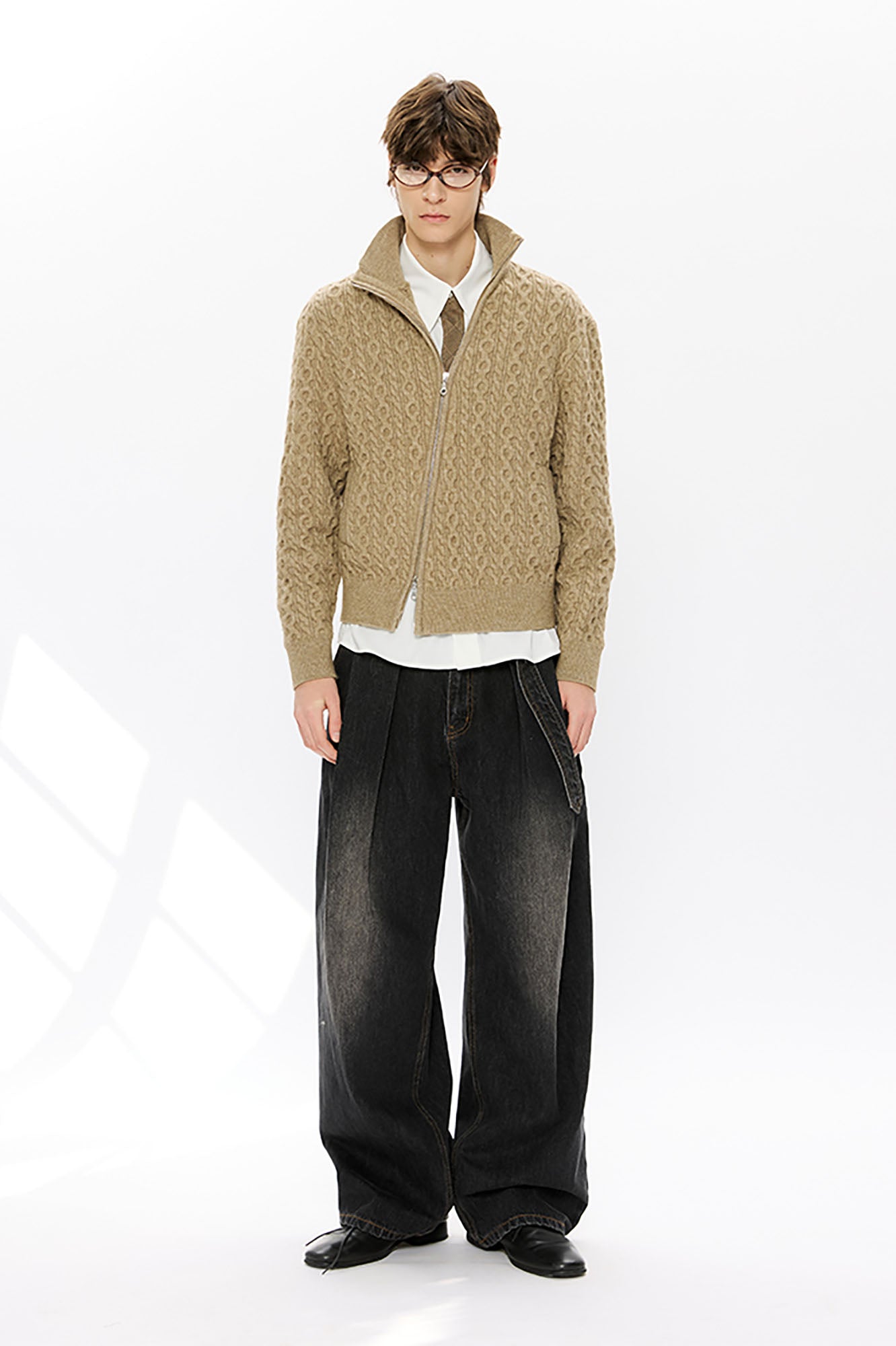 KREATE Asymmetrical Zip Cable-Knit Sweater, premium urban and streetwear designers apparel on PROJECTISR.com, KREATE