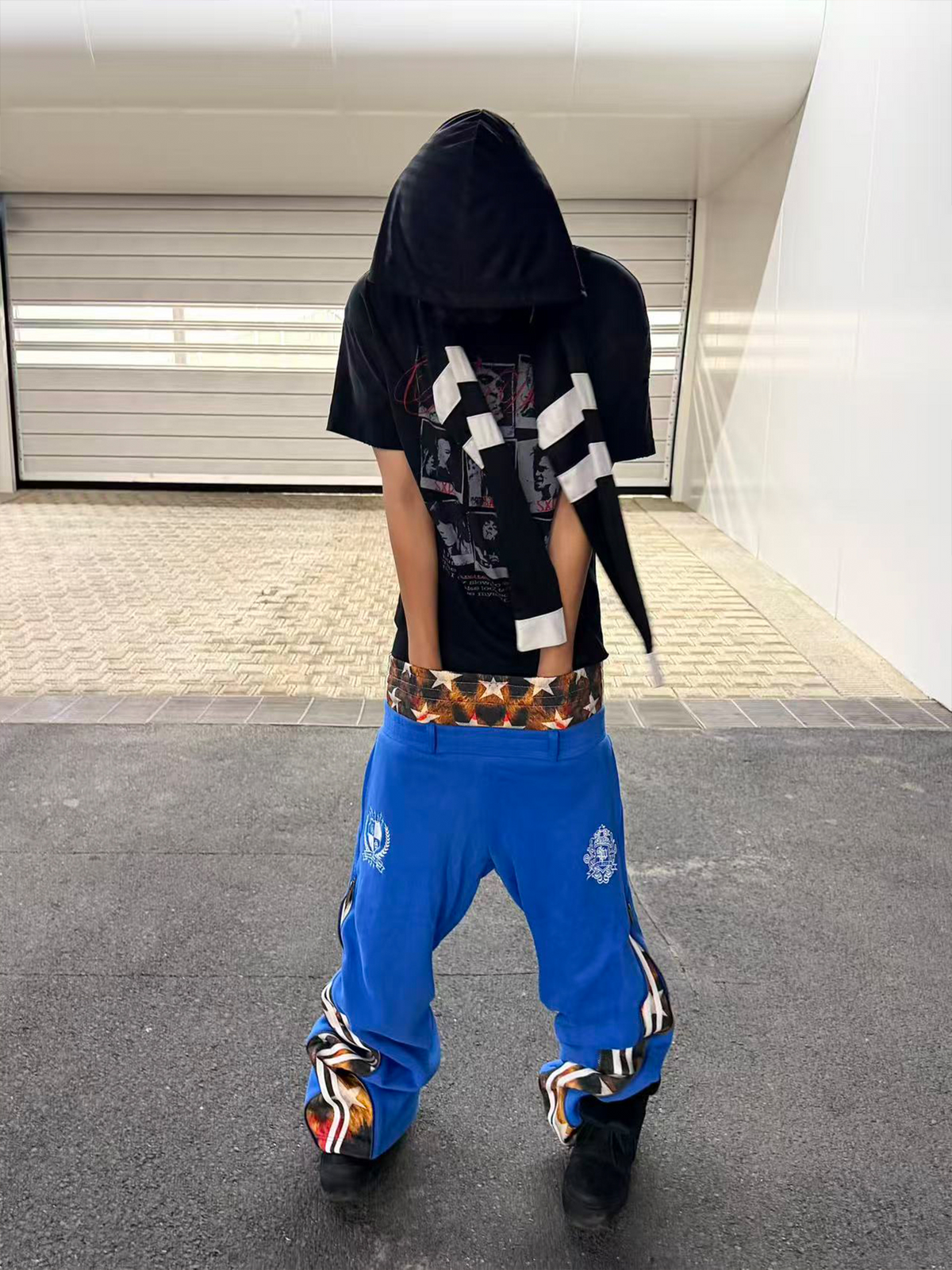 SAXGENWON Layered Double-Waistband Leopard Star Graphic Sweatpants