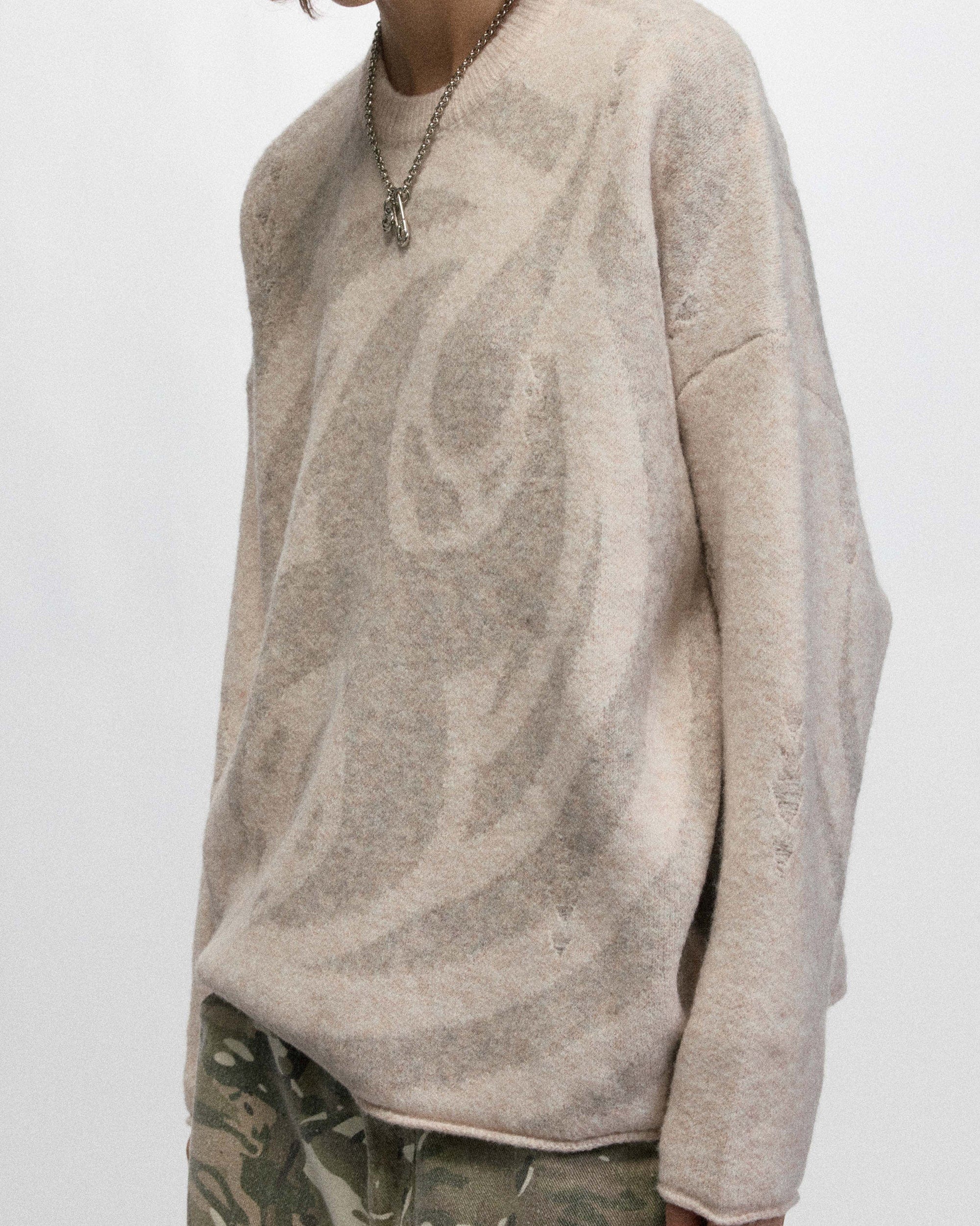 OVDY Abstract Graphics Raw-Edge Sweater